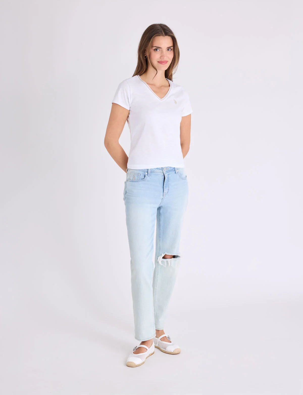 METALLIC TRIM V-NECK T-SHIRT - Image 3