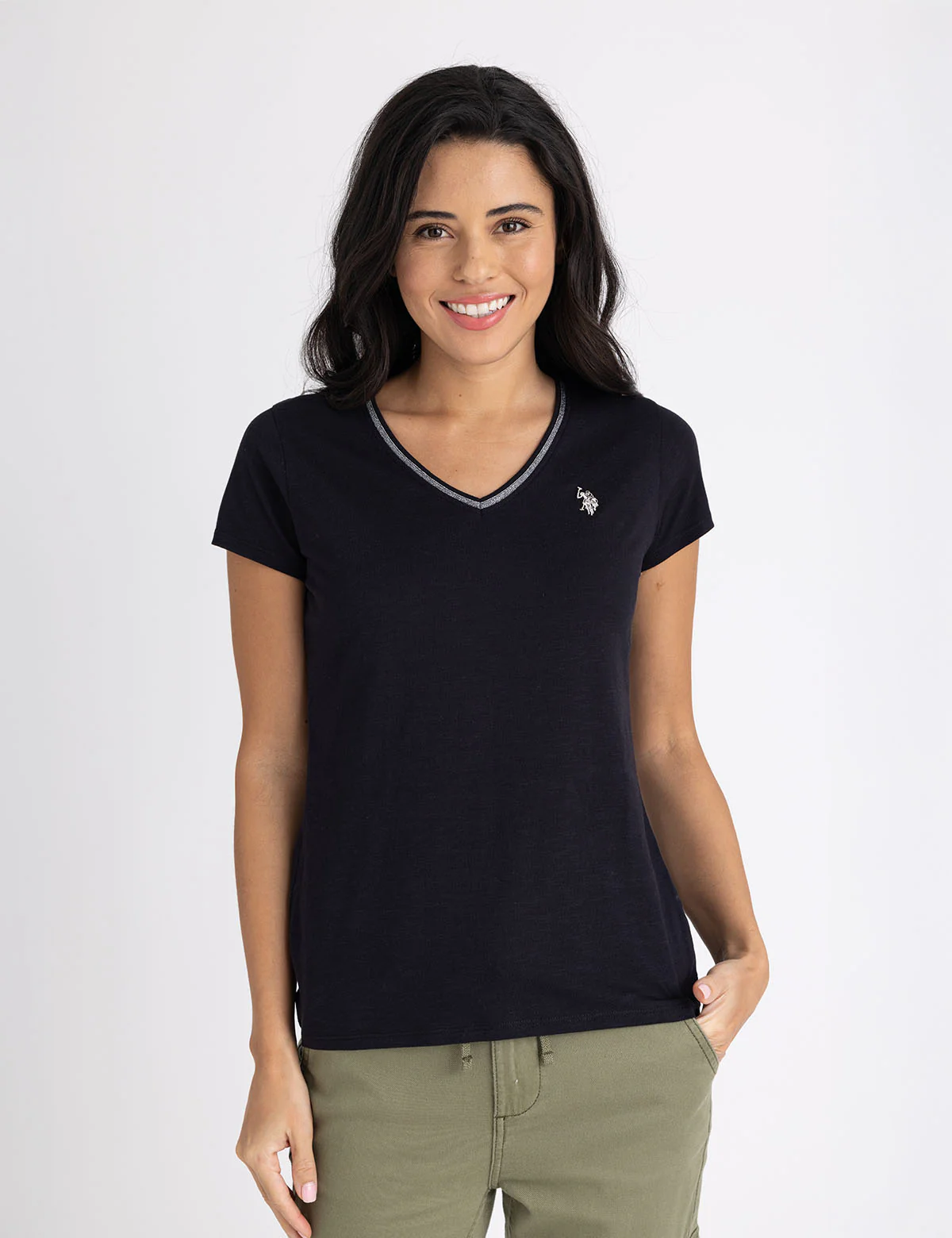 METALLIC TRIM V-NECK T-SHIRT - Image 8
