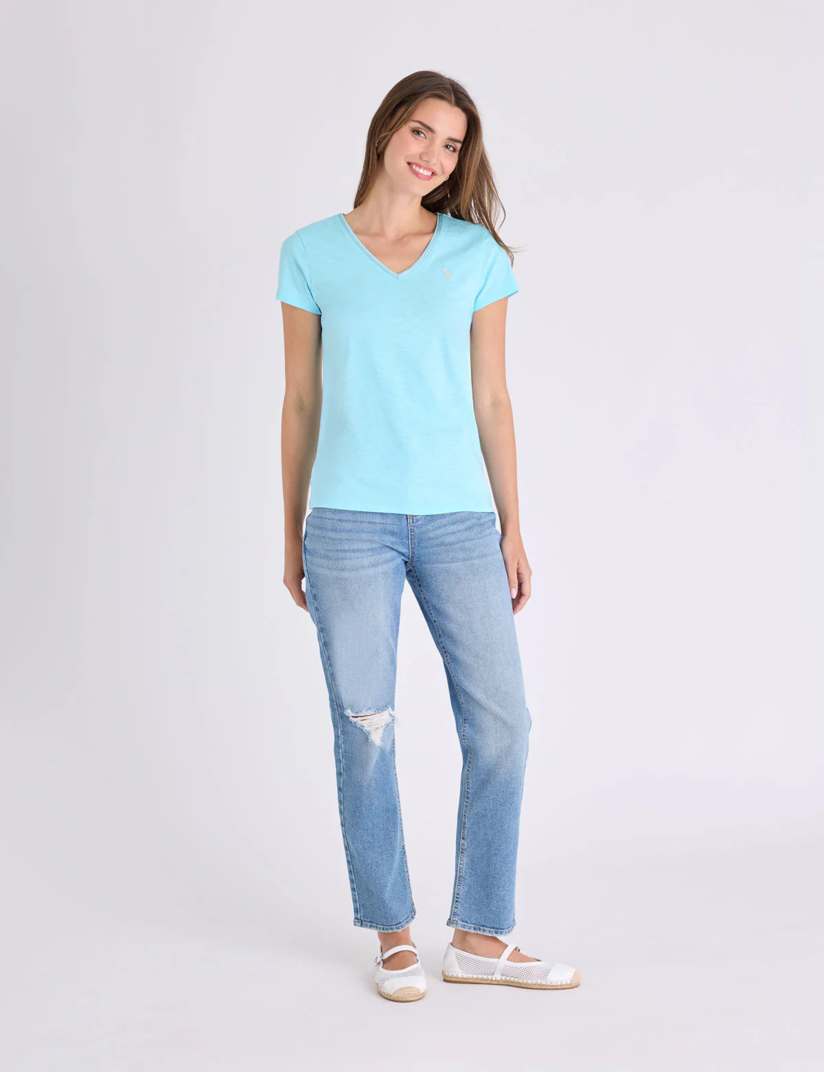 METALLIC TRIM V-NECK T-SHIRT - Image 3