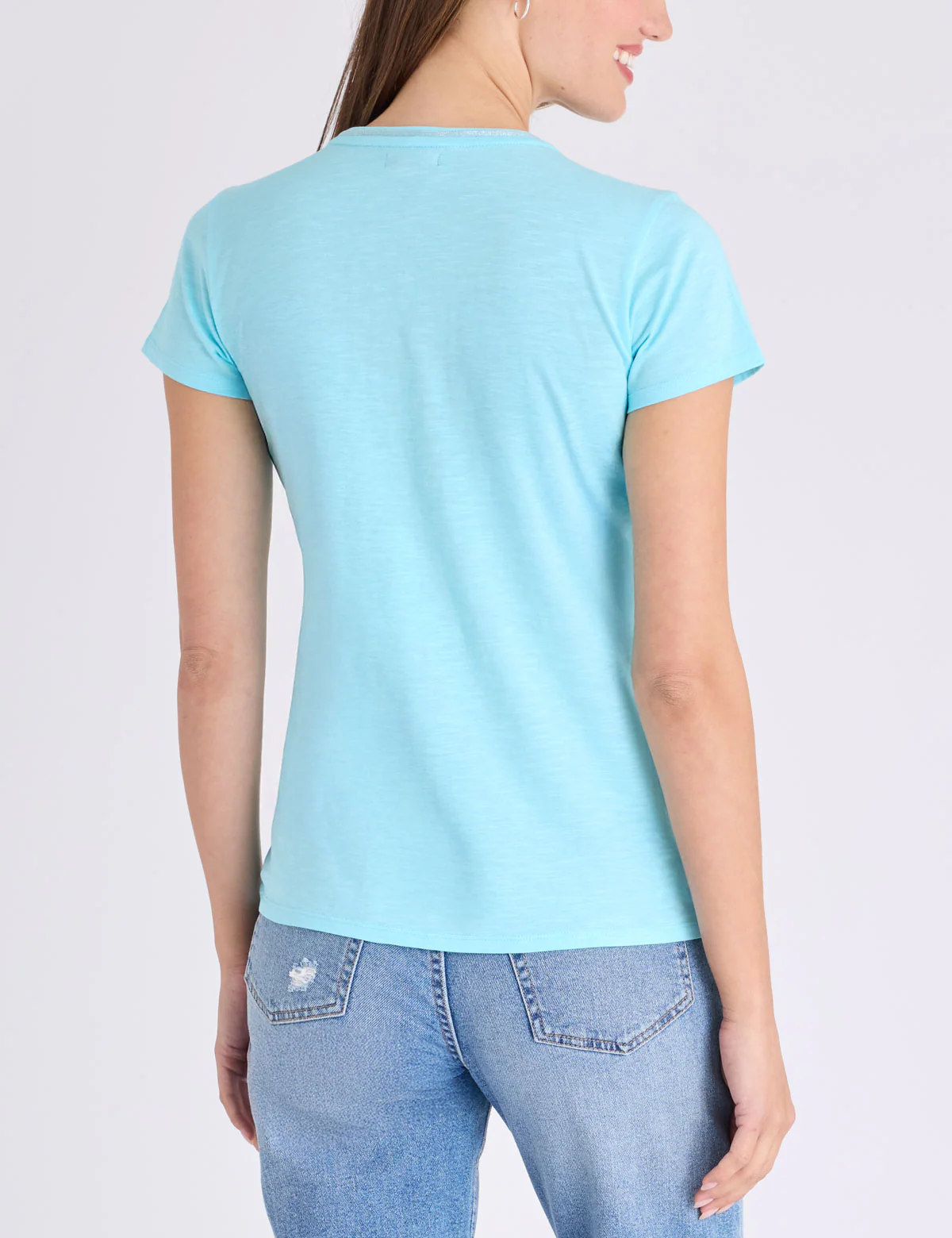 METALLIC TRIM V-NECK T-SHIRT - Image 4