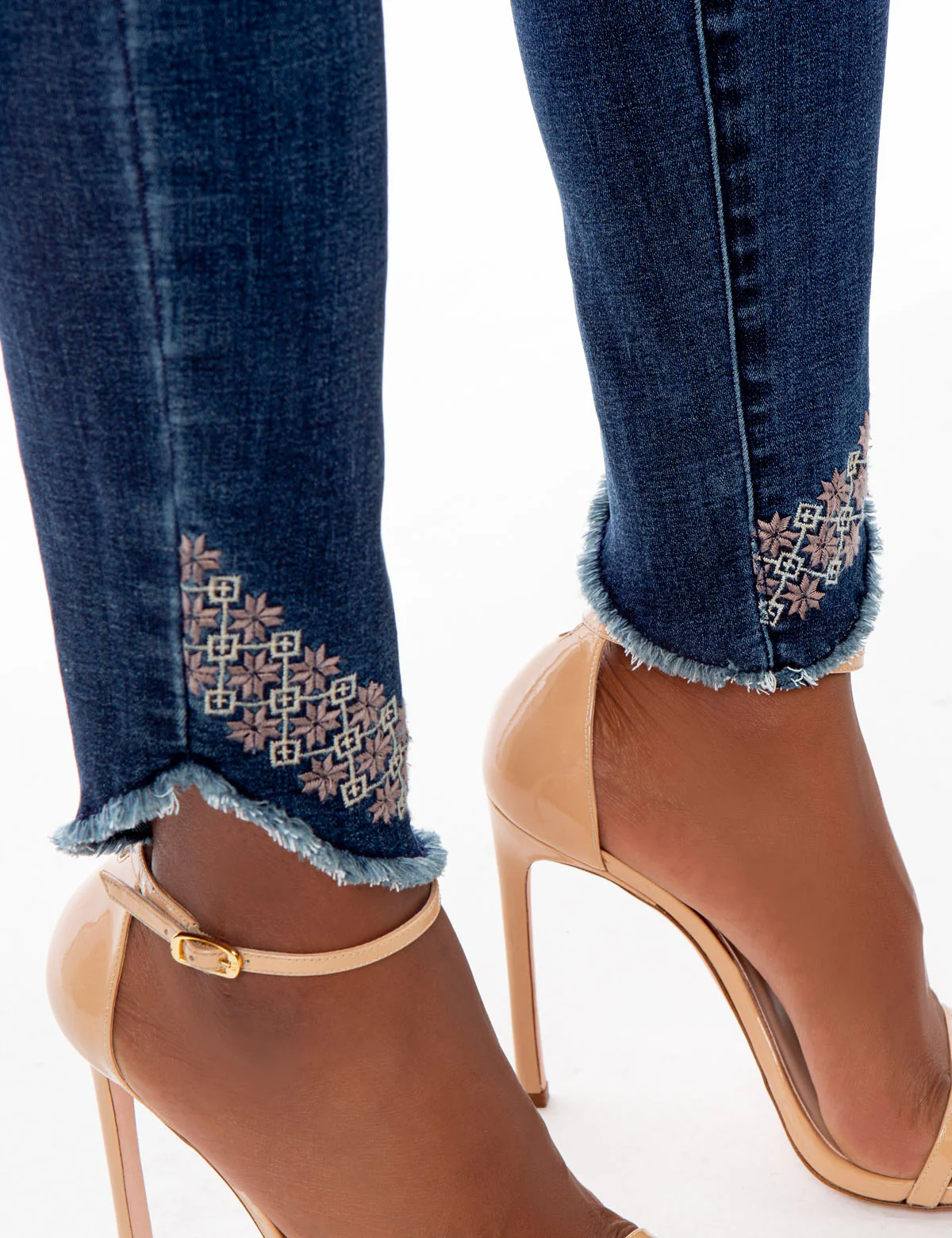 REPREVE® MID RISE EMBROIDERED HEM SKINNY FIT JEANS - Image 7