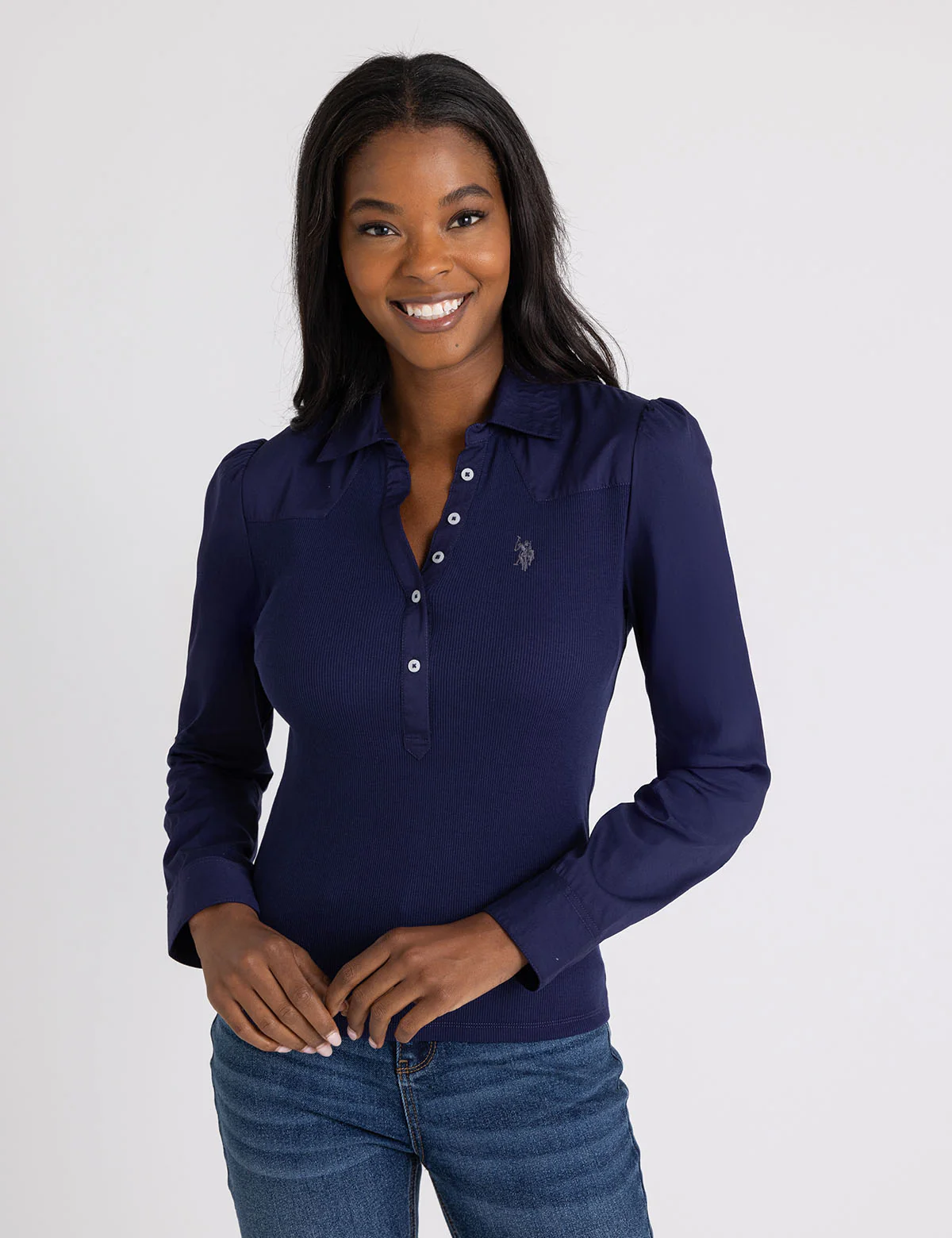MIX MEDIA COLLAR POPOVER SHIRT