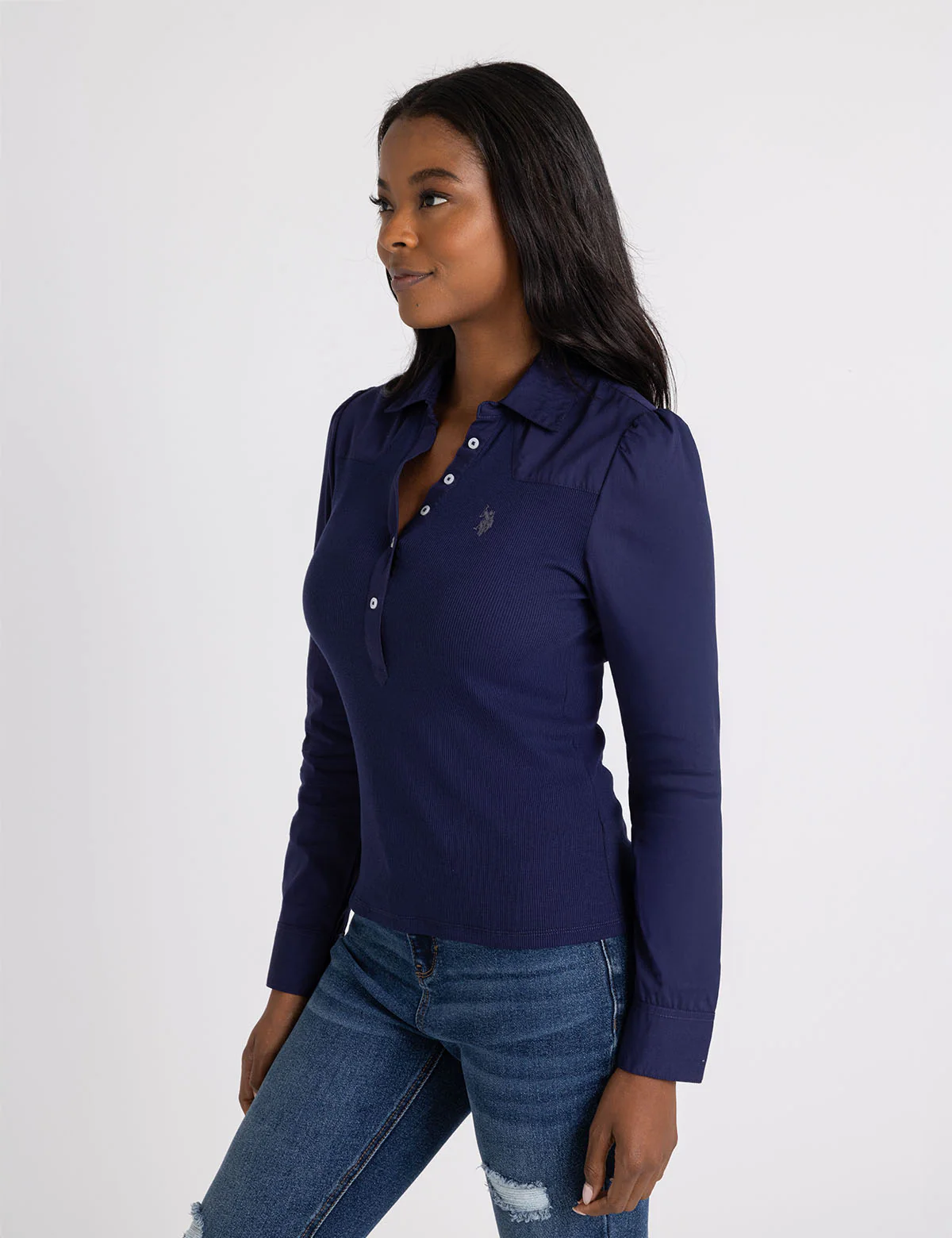 MIX MEDIA COLLAR POPOVER SHIRT - Image 3