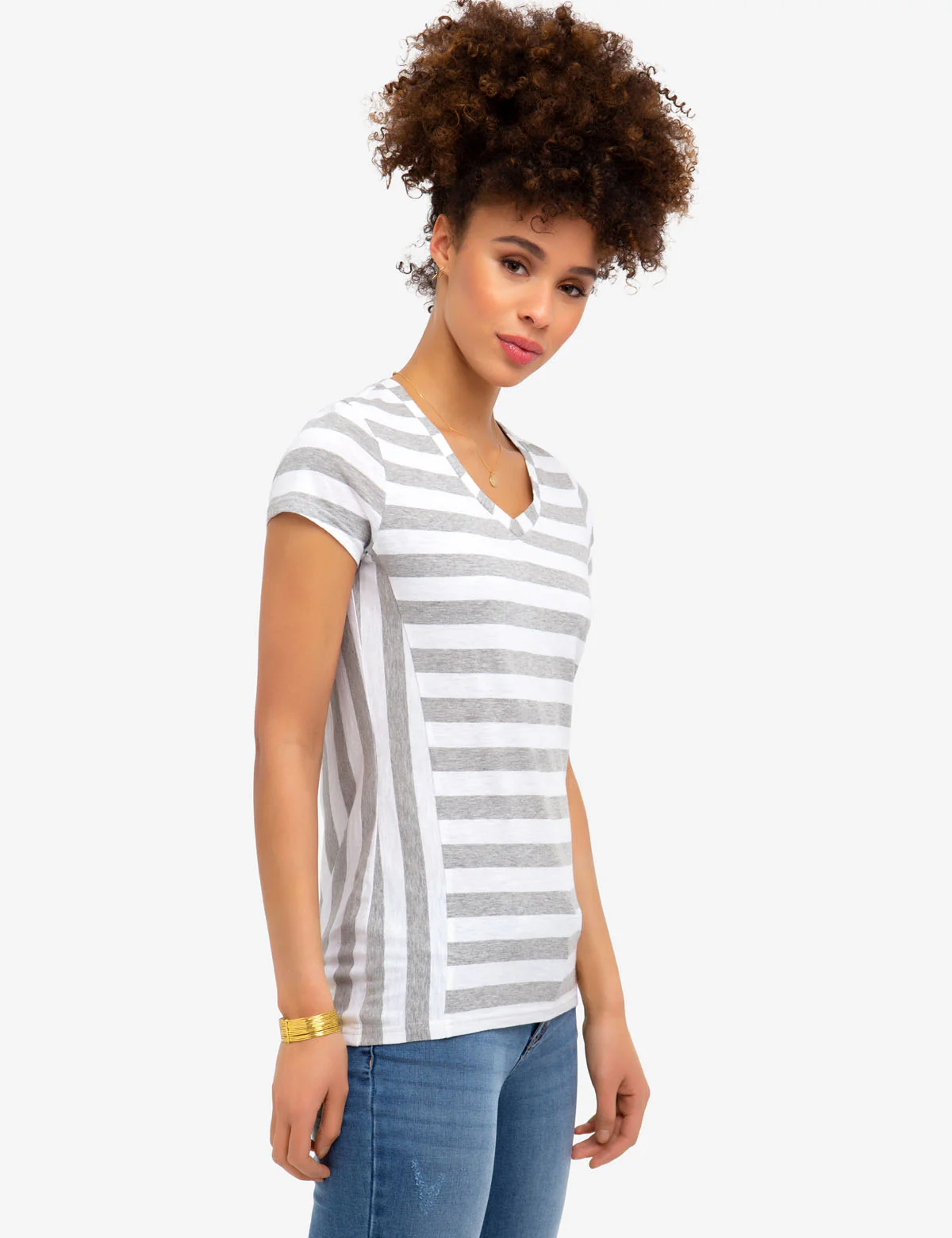 STRIPED V-NECK T-SHIRT - Image 7