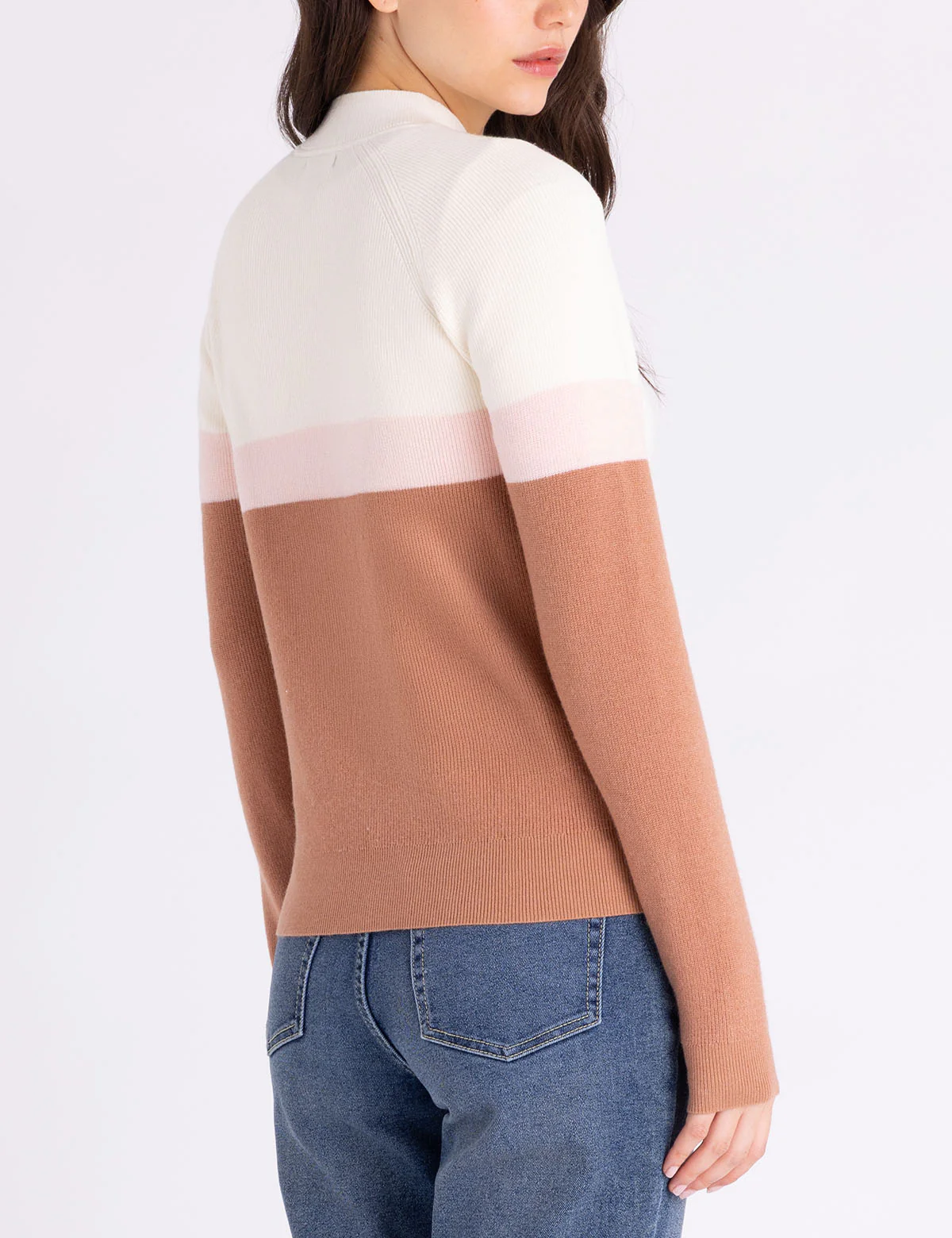 MOCK NECK COLORBLOCK CHEVRON SWEATER - Image 2