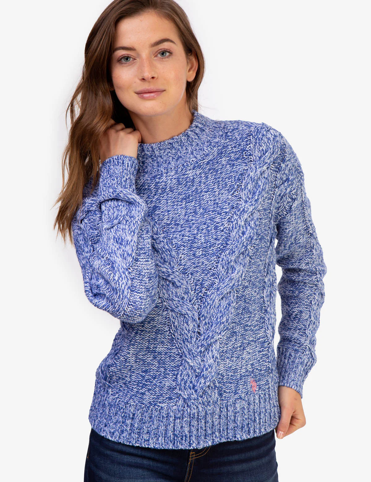 MOCK NECK MARLED CABLE KNIT SWEATER - Image 10