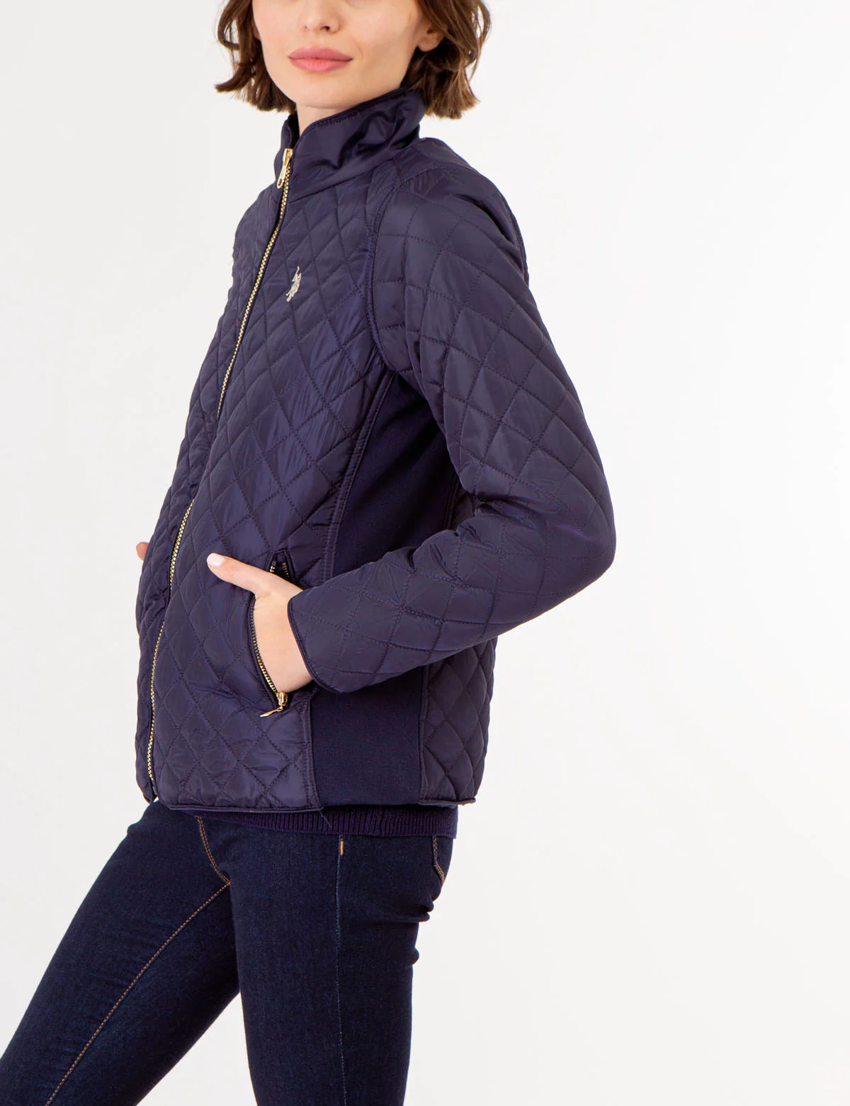QUILTED SIDE KNIT MOTO JACKET - Image 3
