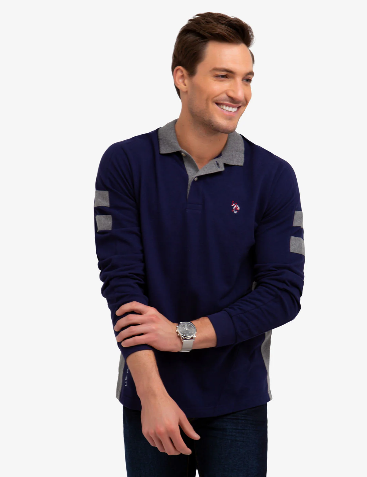 SIDE STRIPE LONG SLEEVE POLO SHIRT