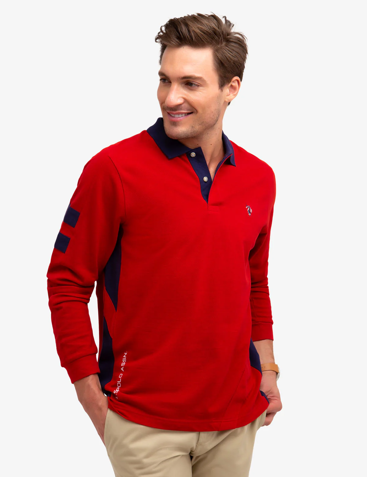 SIDE STRIPE LONG SLEEVE POLO SHIRT - Image 5