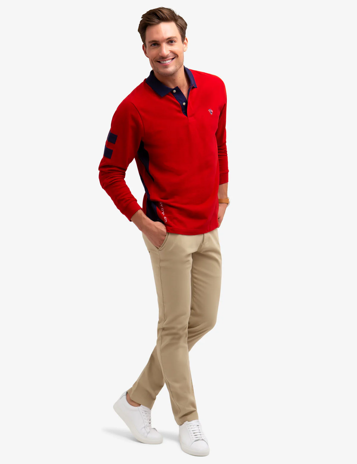SIDE STRIPE LONG SLEEVE POLO SHIRT - Image 6