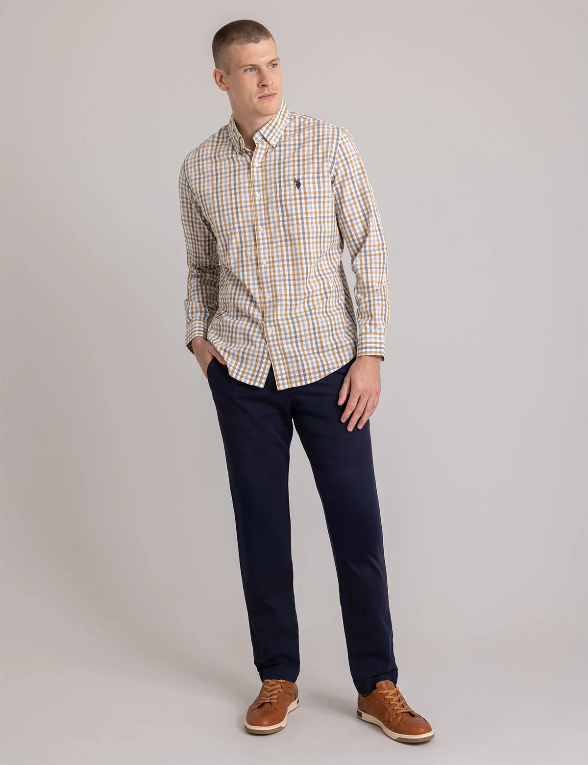 MULTI GINGHAM POPLIN LONG SLEEVE SHIRT - Image 2