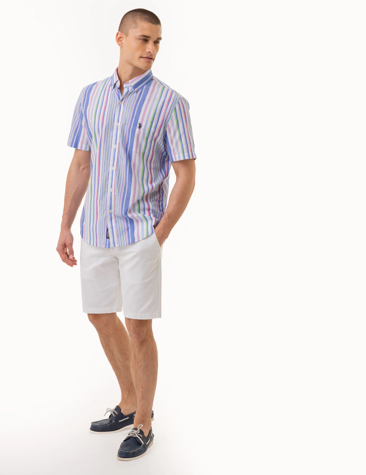 MULTI STRIPE MADRAS WOVEN SHORT SLEEVE SHIRT - Image 2