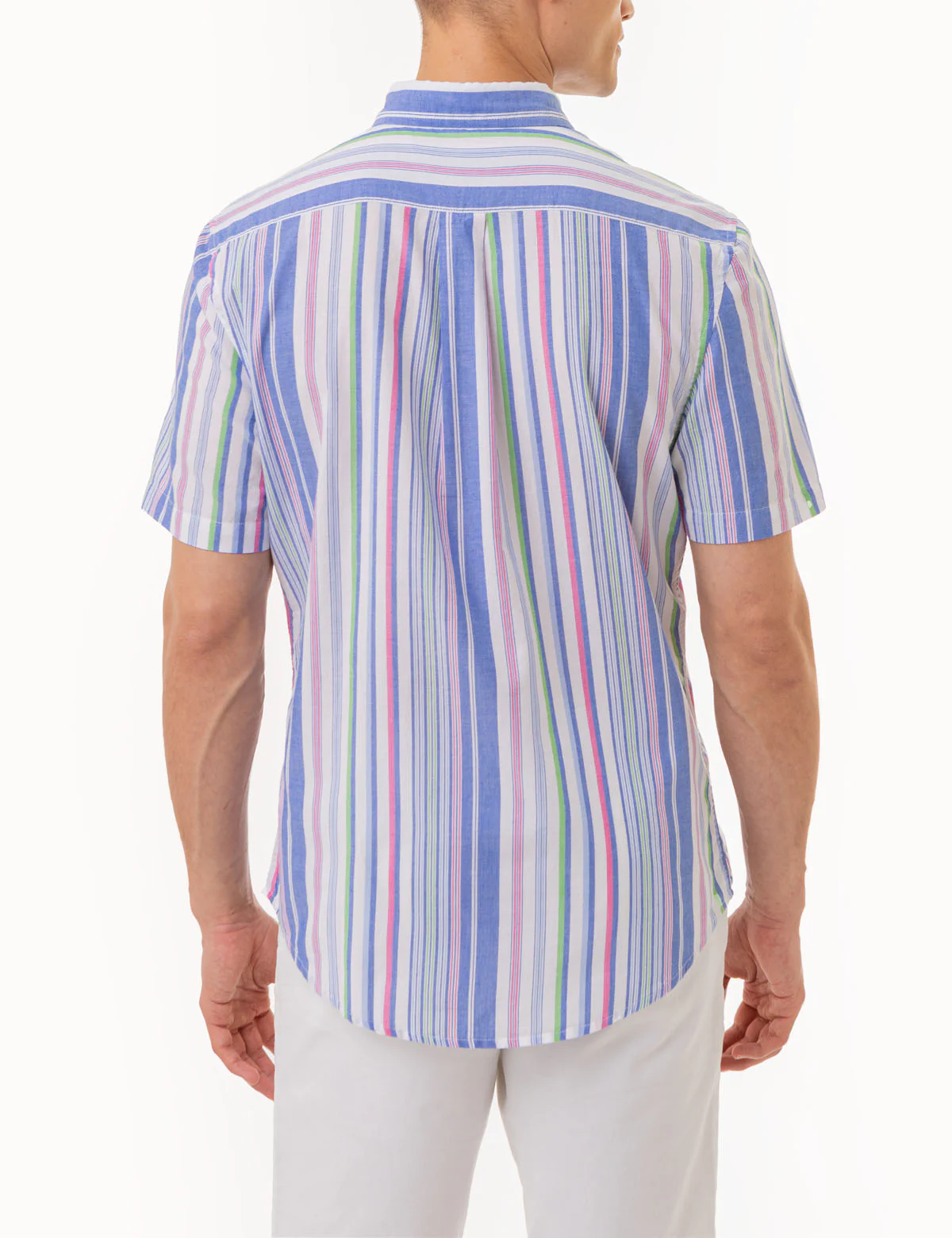 MULTI STRIPE MADRAS WOVEN SHORT SLEEVE SHIRT - Image 3