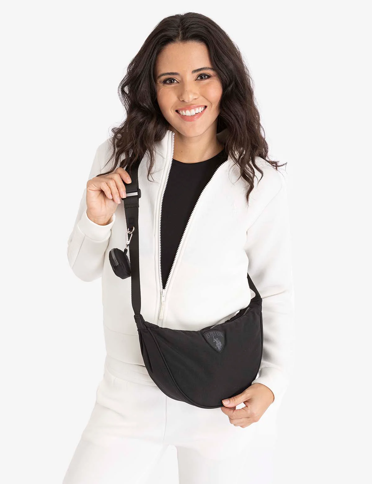 NYLON CRESCENT CROSSBODY BAG WITH ZIPPER POUCH - Image 13