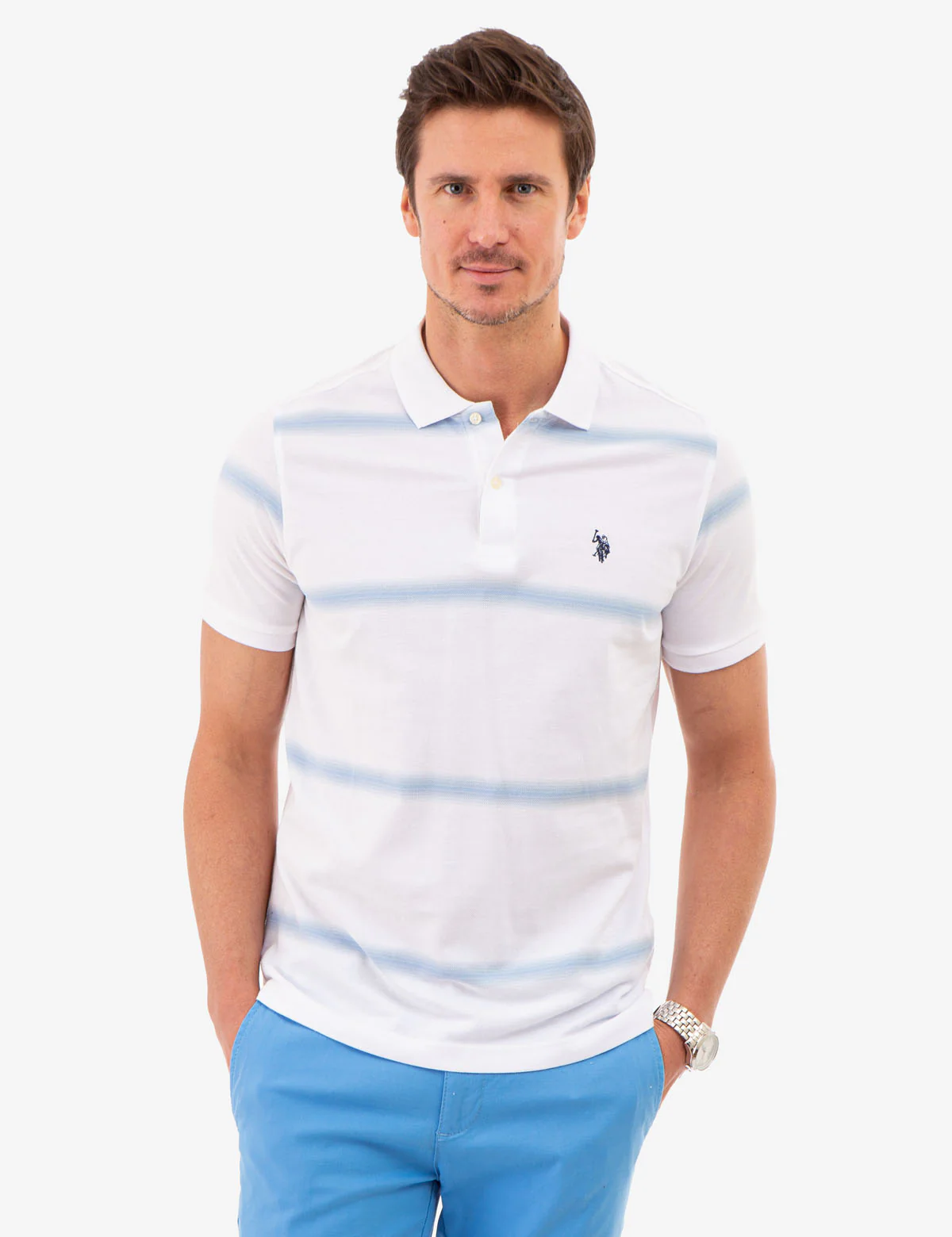 OMBRE STRIPE PIQUE POLO SHIRT