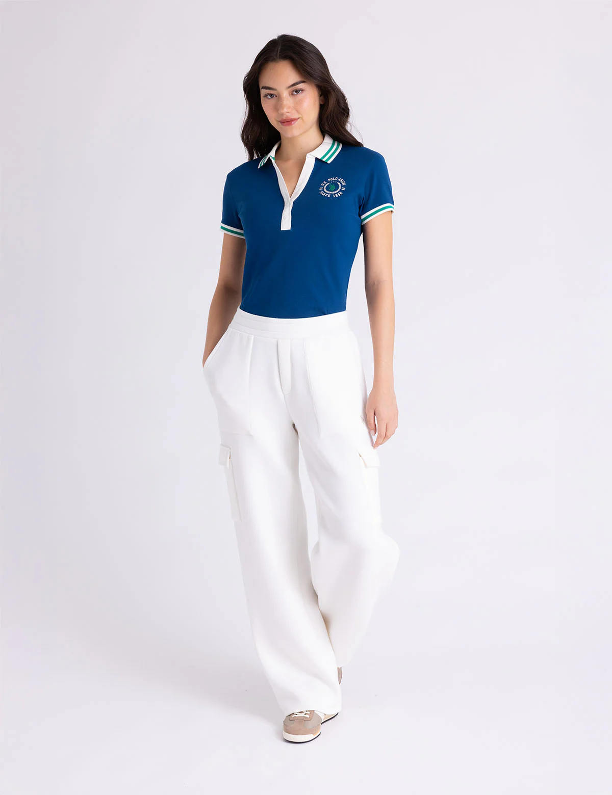 OMBRE TIPPED Y-PLACKET PUFF SLEEVE POLO SHIRT - Image 6