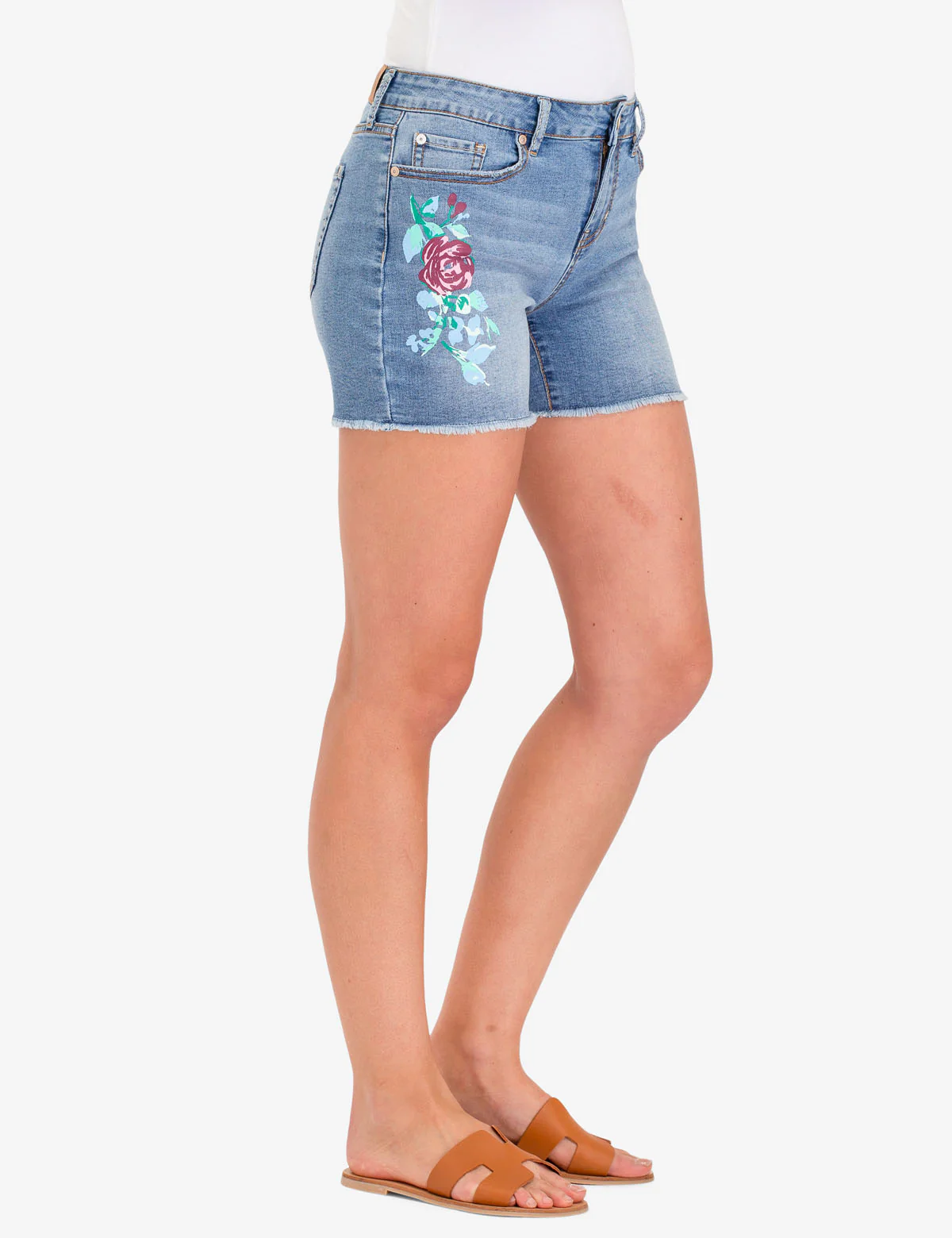 PAINTED FLORAL DENIM SHORTS - Image 3