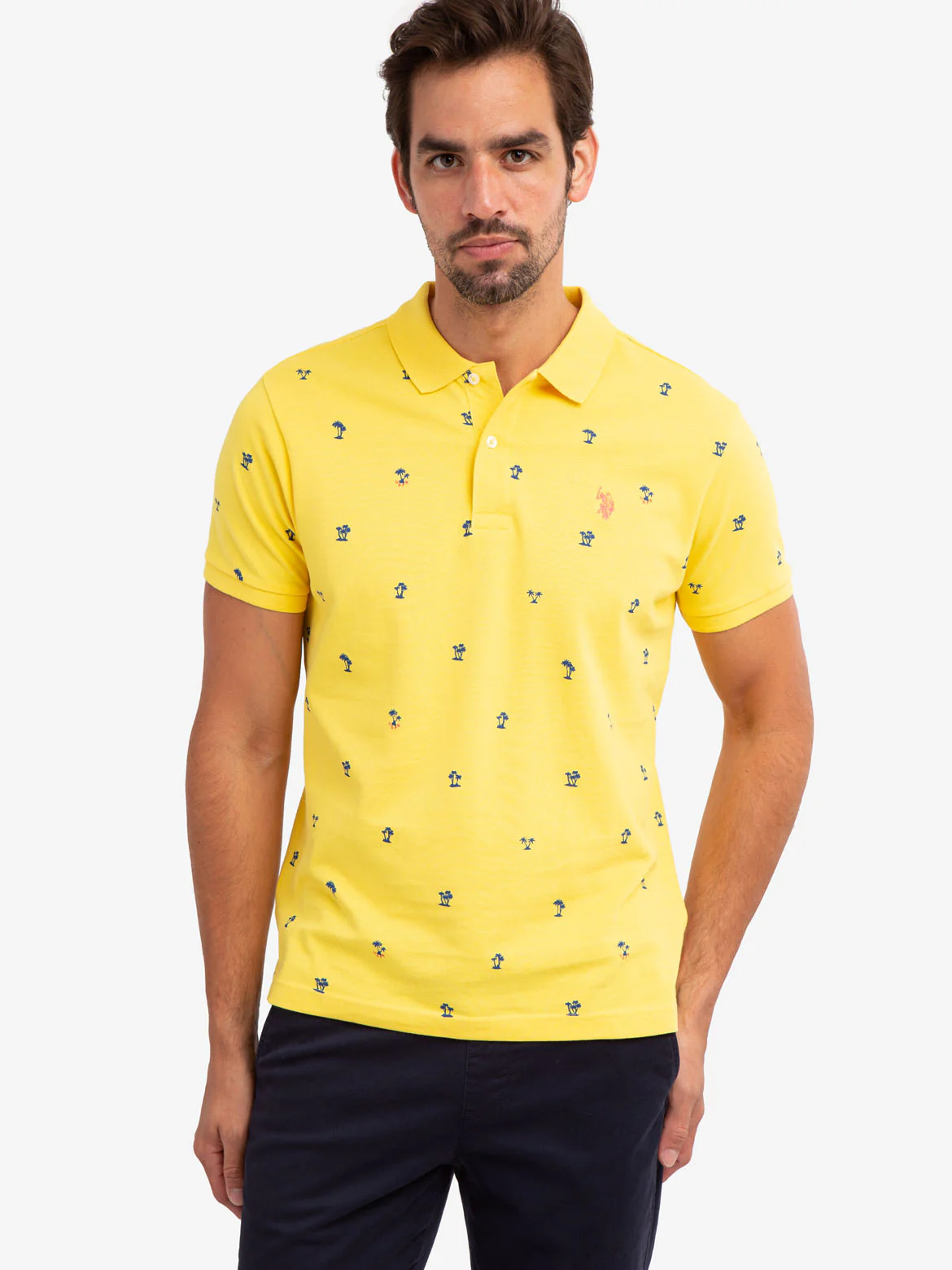 PALM PRINT PIQUE POLO SHIRT