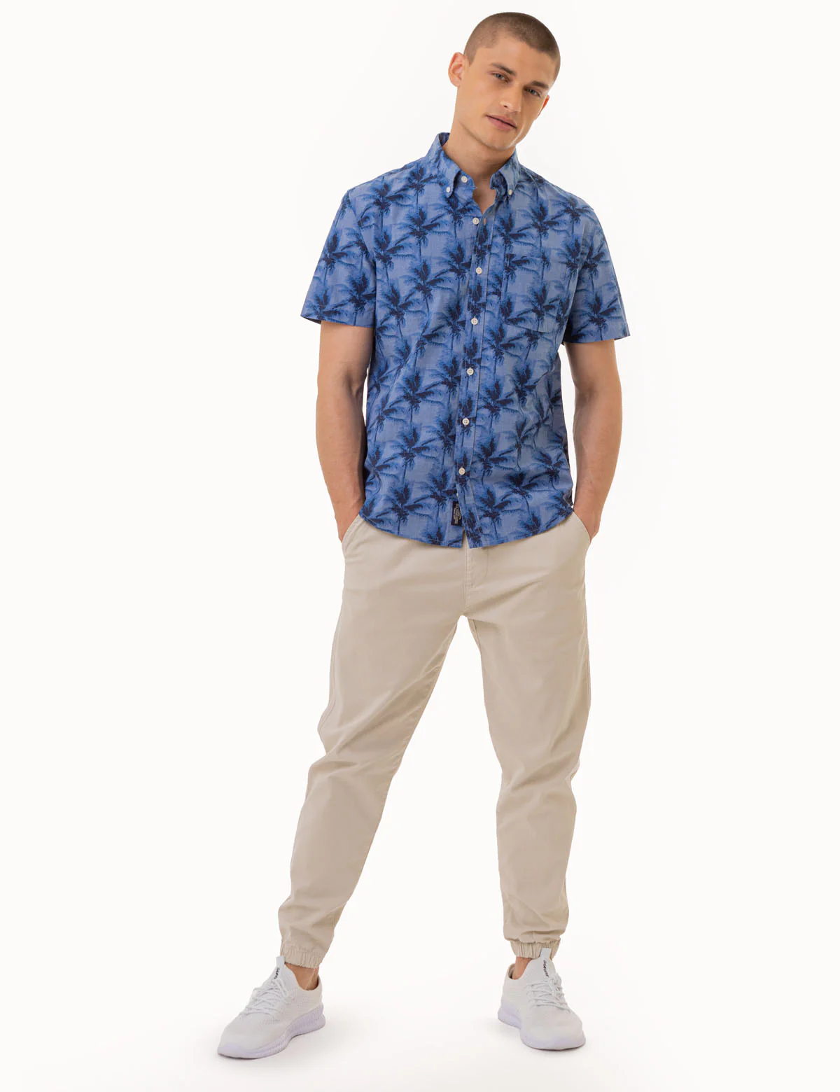 PALM TREE SLUB CHAMBRAY WOVEN SHIRT - Image 2