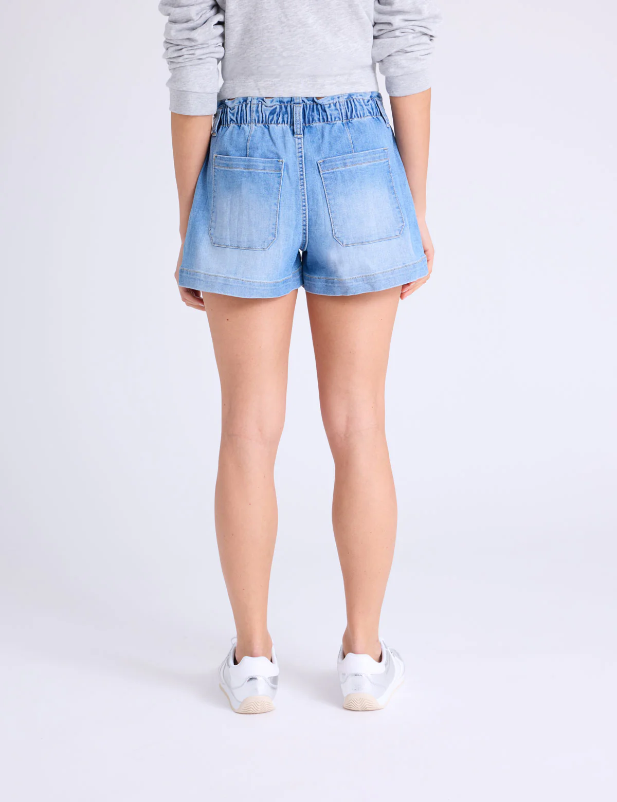 PATCH POCKET PAPERBAG DENIM SHORTS - Image 5