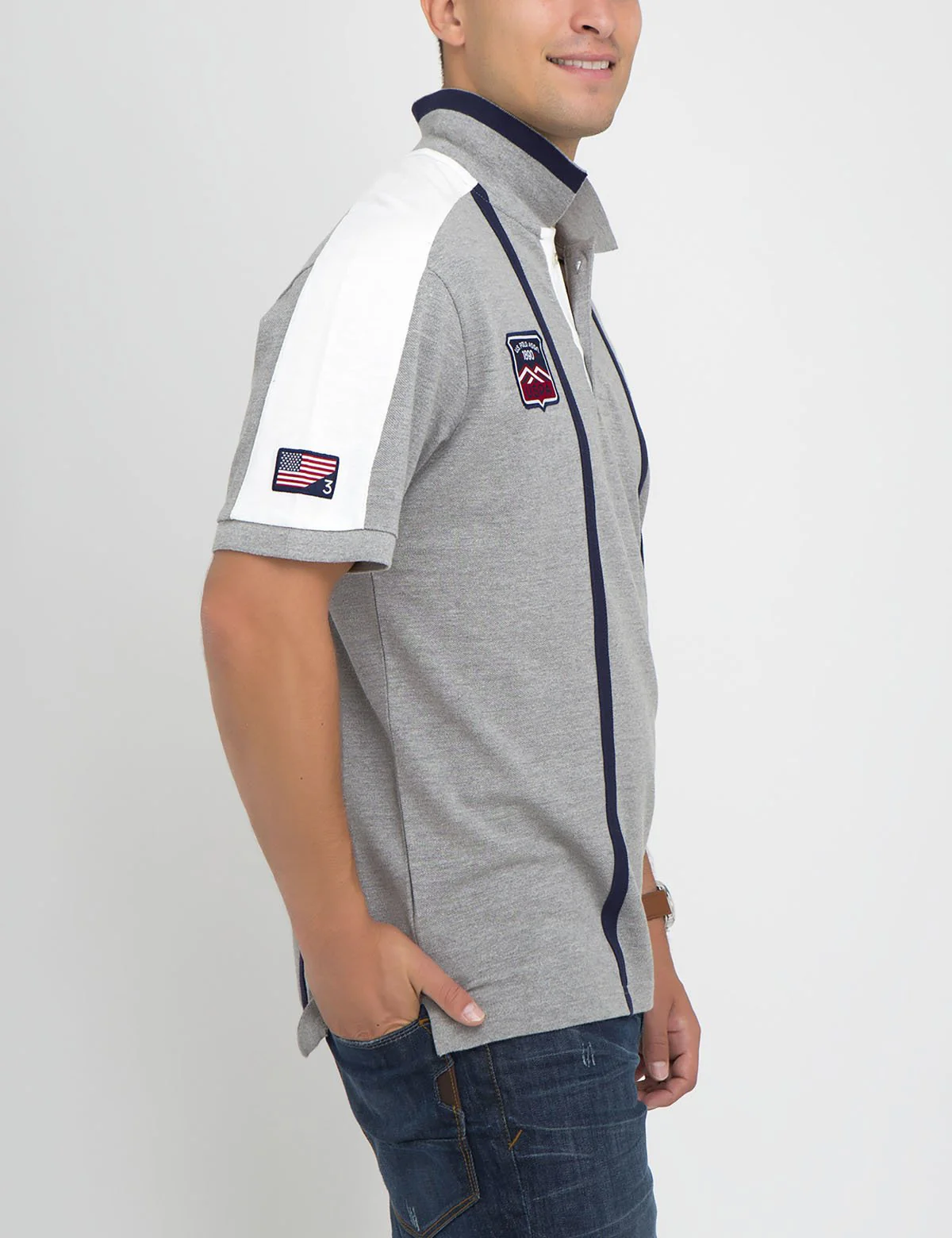 PATCHED USA VERTICAL POLO SHIRT - Image 8