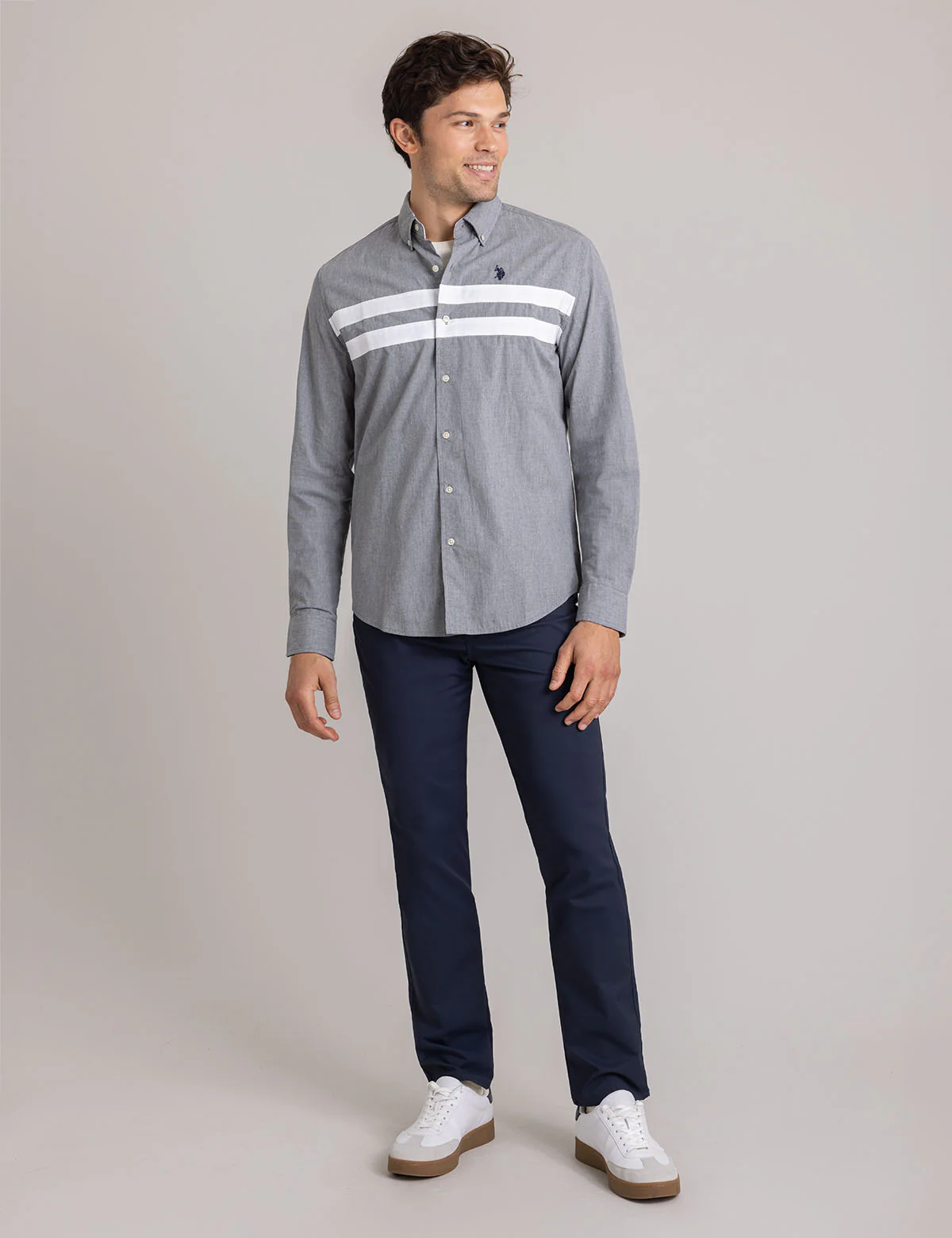 PEACHED HEATHER POPLIN LONG SLEEVE SHIRT - Image 2