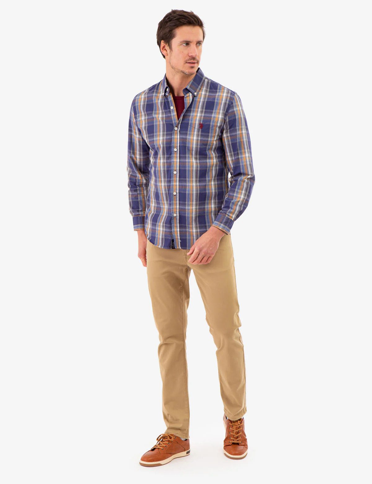 PEACHED POPLIN PLAID LONG SLEEVE SHIRT - Image 2