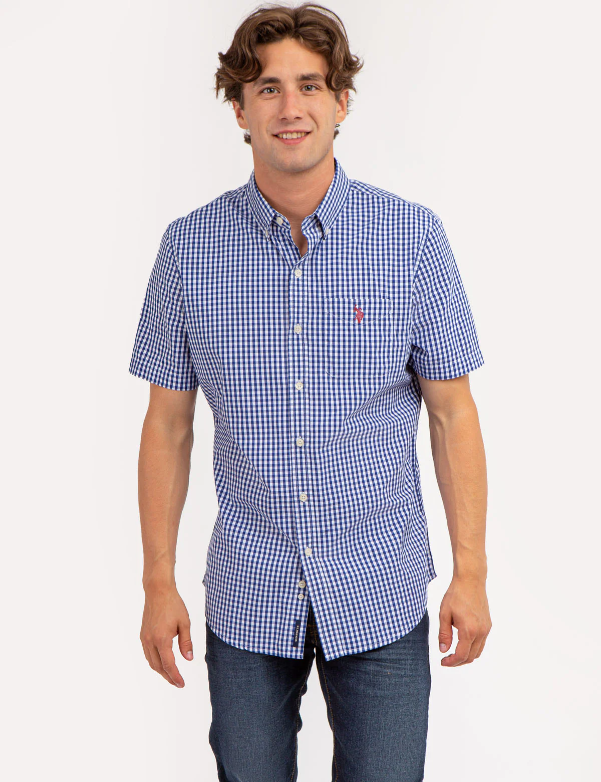 PEACHED POPLIN PLAID SHORT SLEEVE SHIRT