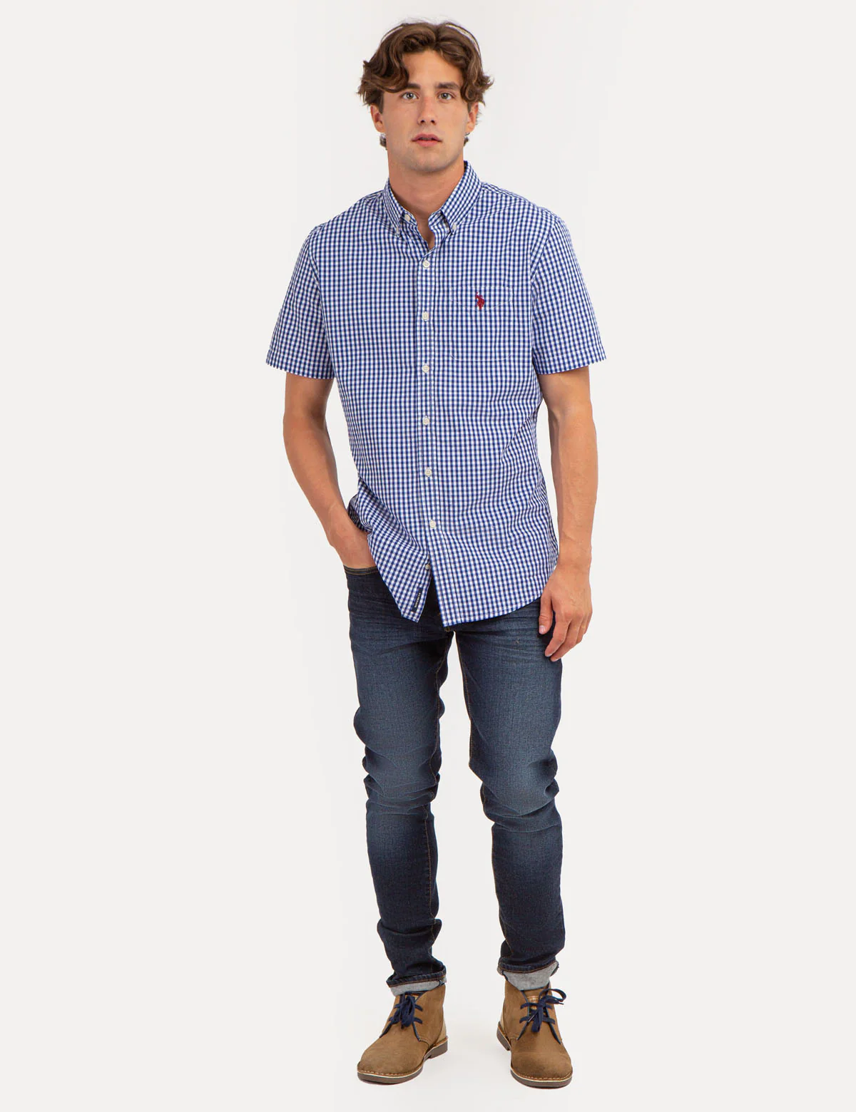 PEACHED POPLIN PLAID SHORT SLEEVE SHIRT - Image 2