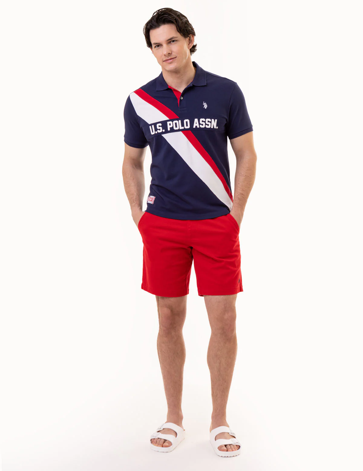 PIECED DIAGONAL SASH PIQUE POLO SHIRT - Image 4