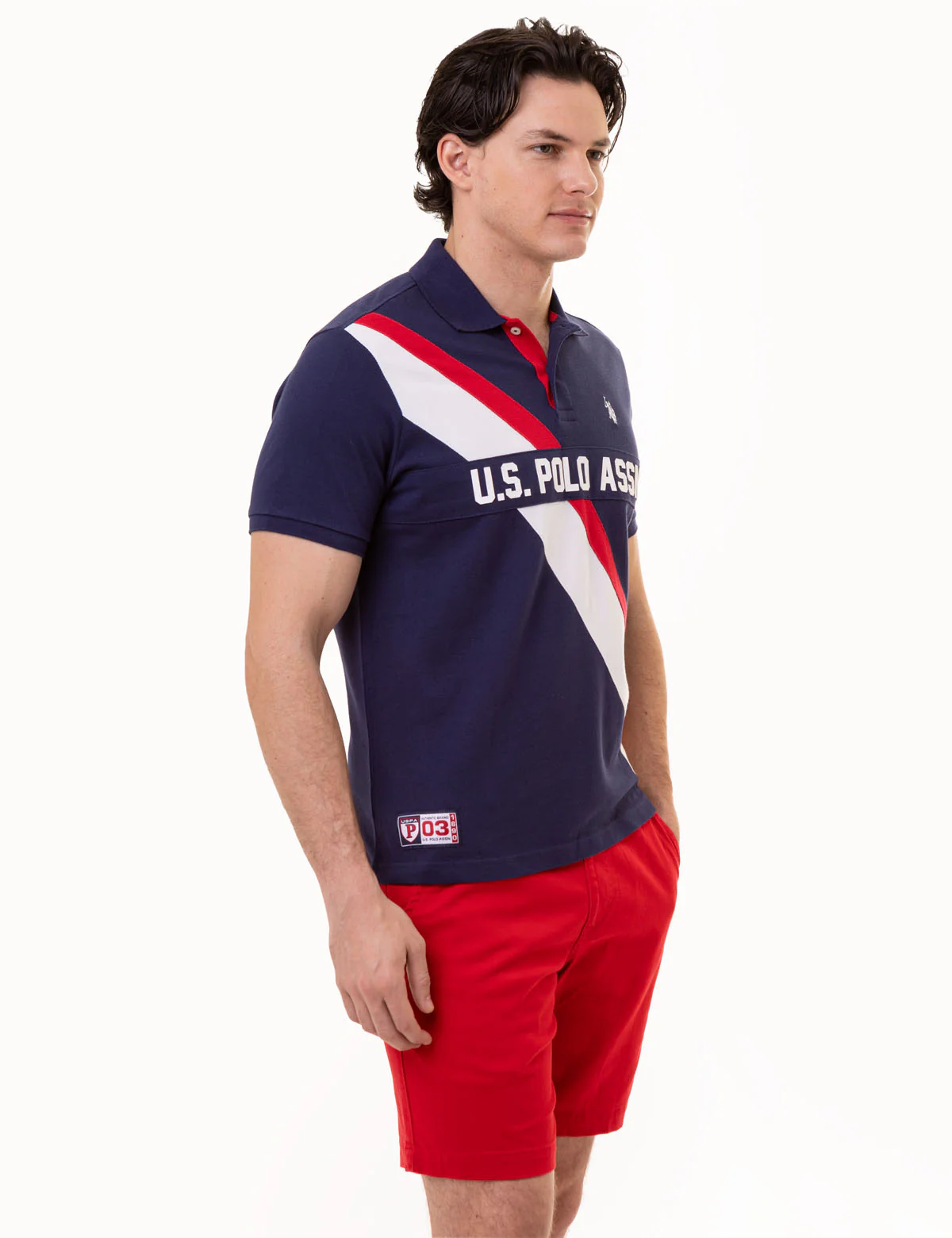 PIECED DIAGONAL SASH PIQUE POLO SHIRT - Image 5