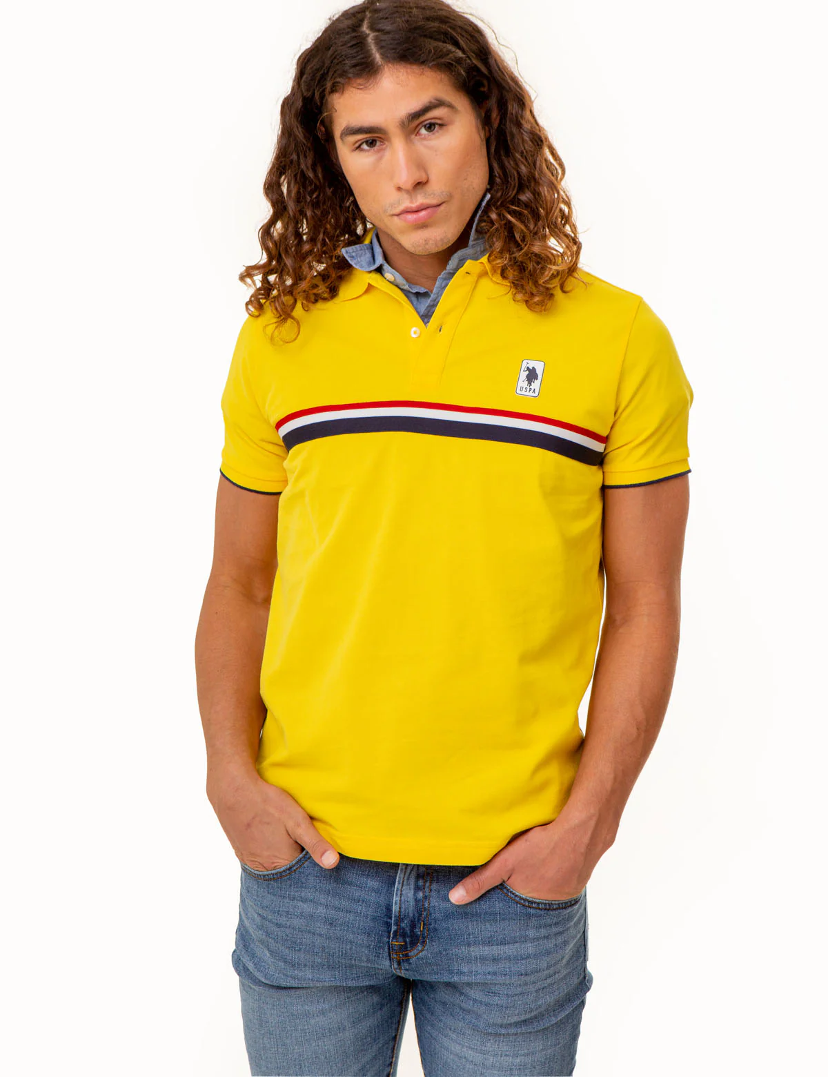 PIECED SIGNATURE STRIPE PIQUE POLO SHIRT