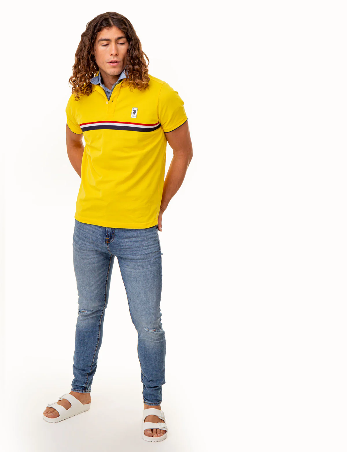 PIECED SIGNATURE STRIPE PIQUE POLO SHIRT - Image 2