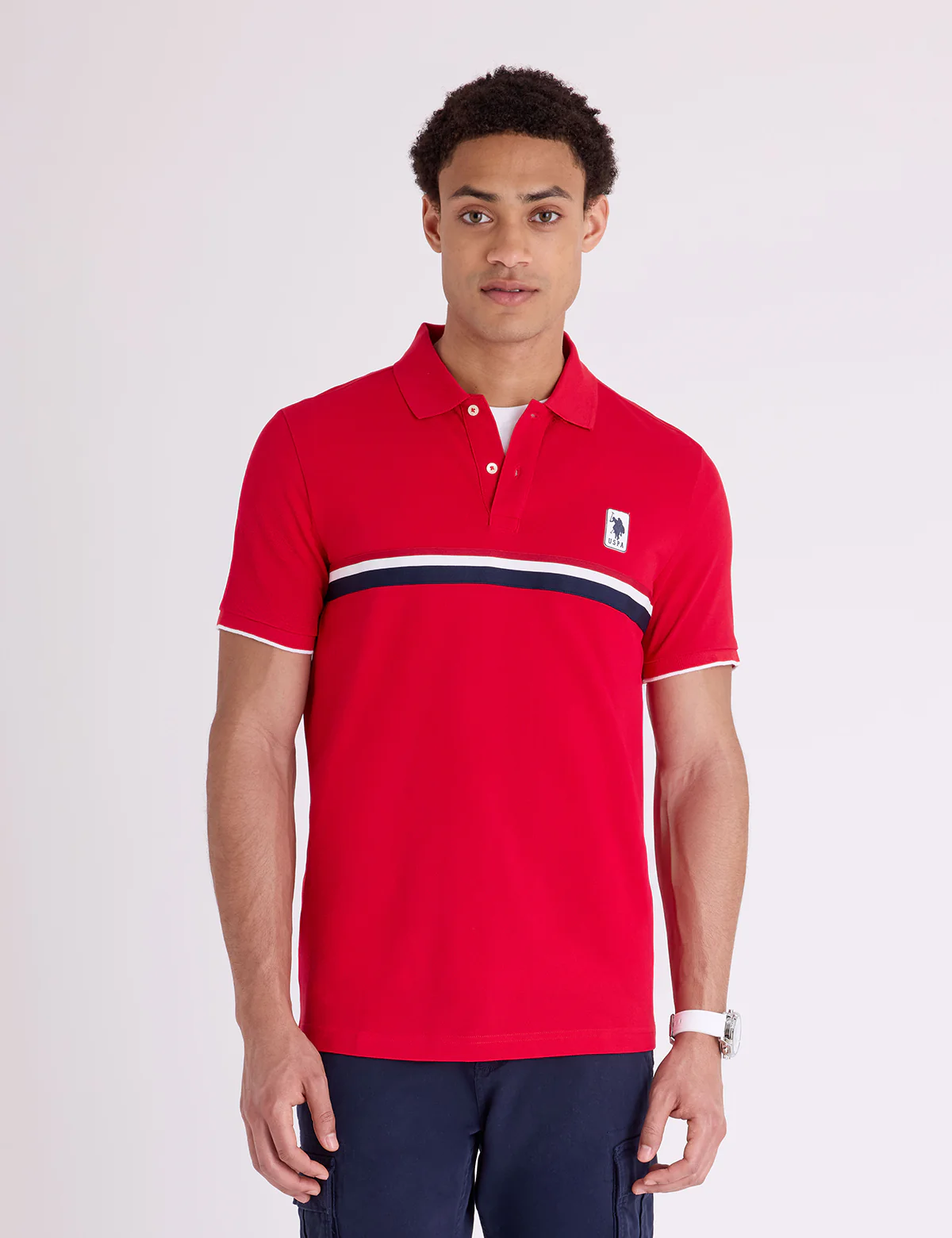 PIECED SIGNATURE STRIPE PIQUE POLO SHIRT - Image 9