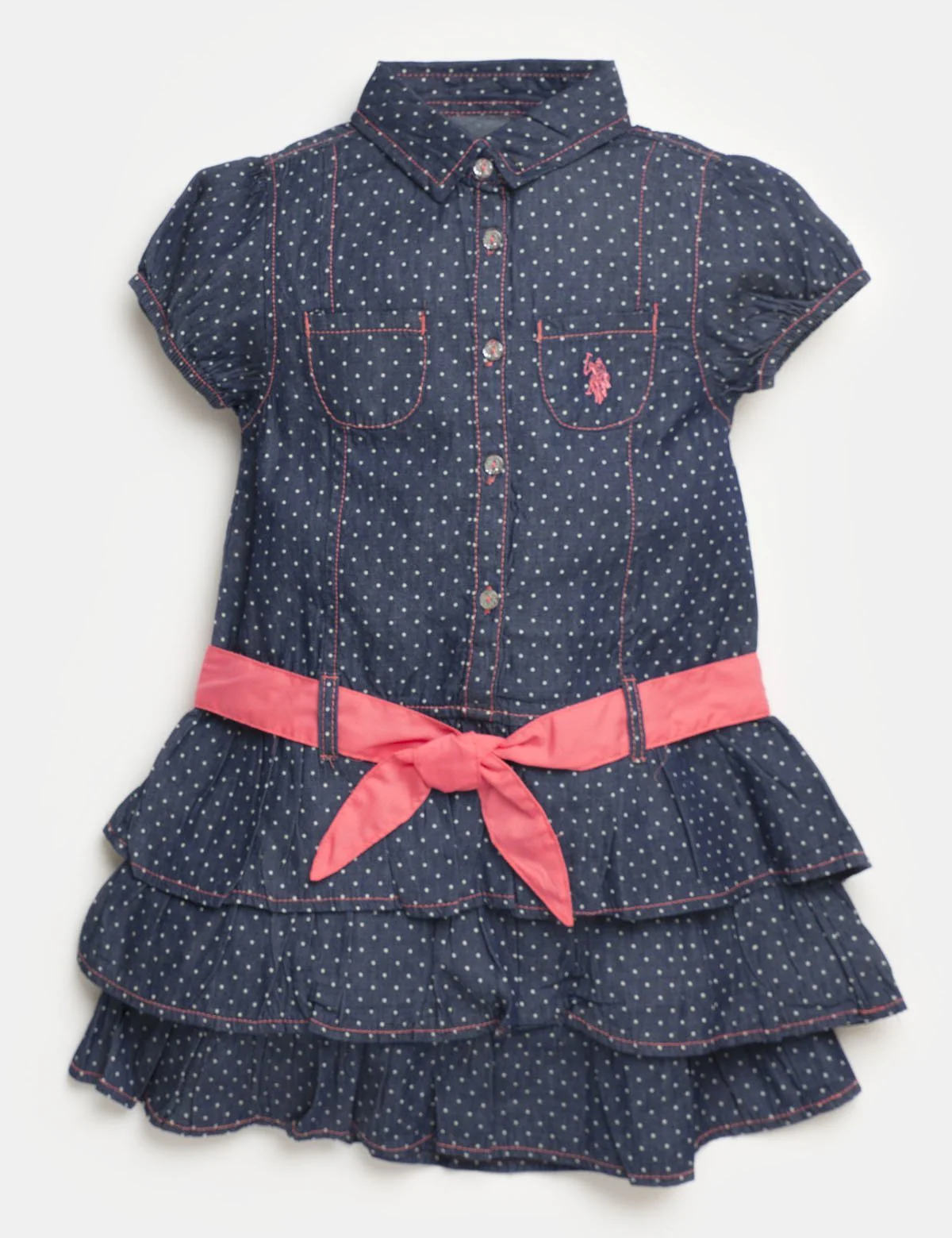 Pin Dot Tiered Ruffle Dress