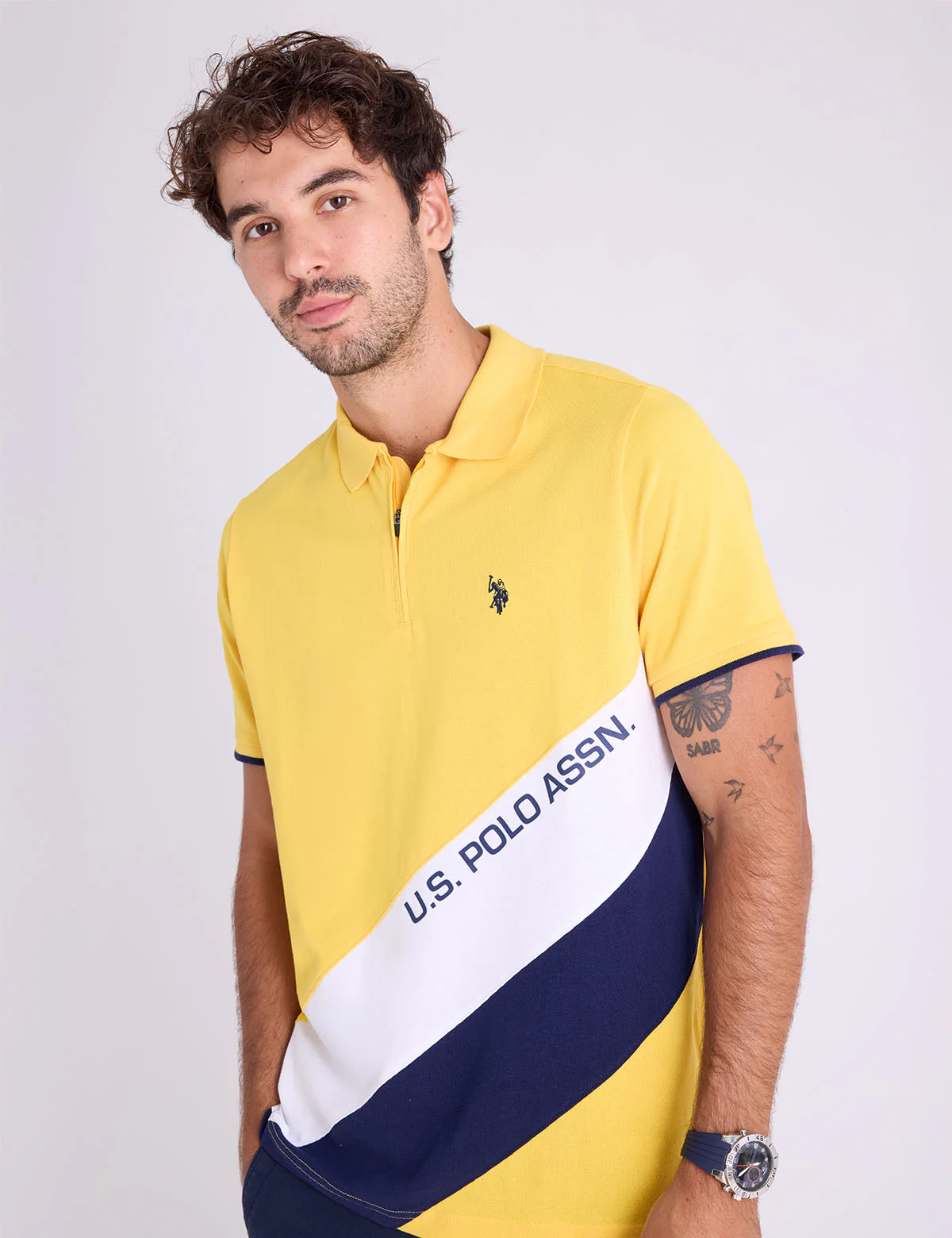 PIQUE COLOR BLOCK ZIPPER POLO SHIRT - Image 5