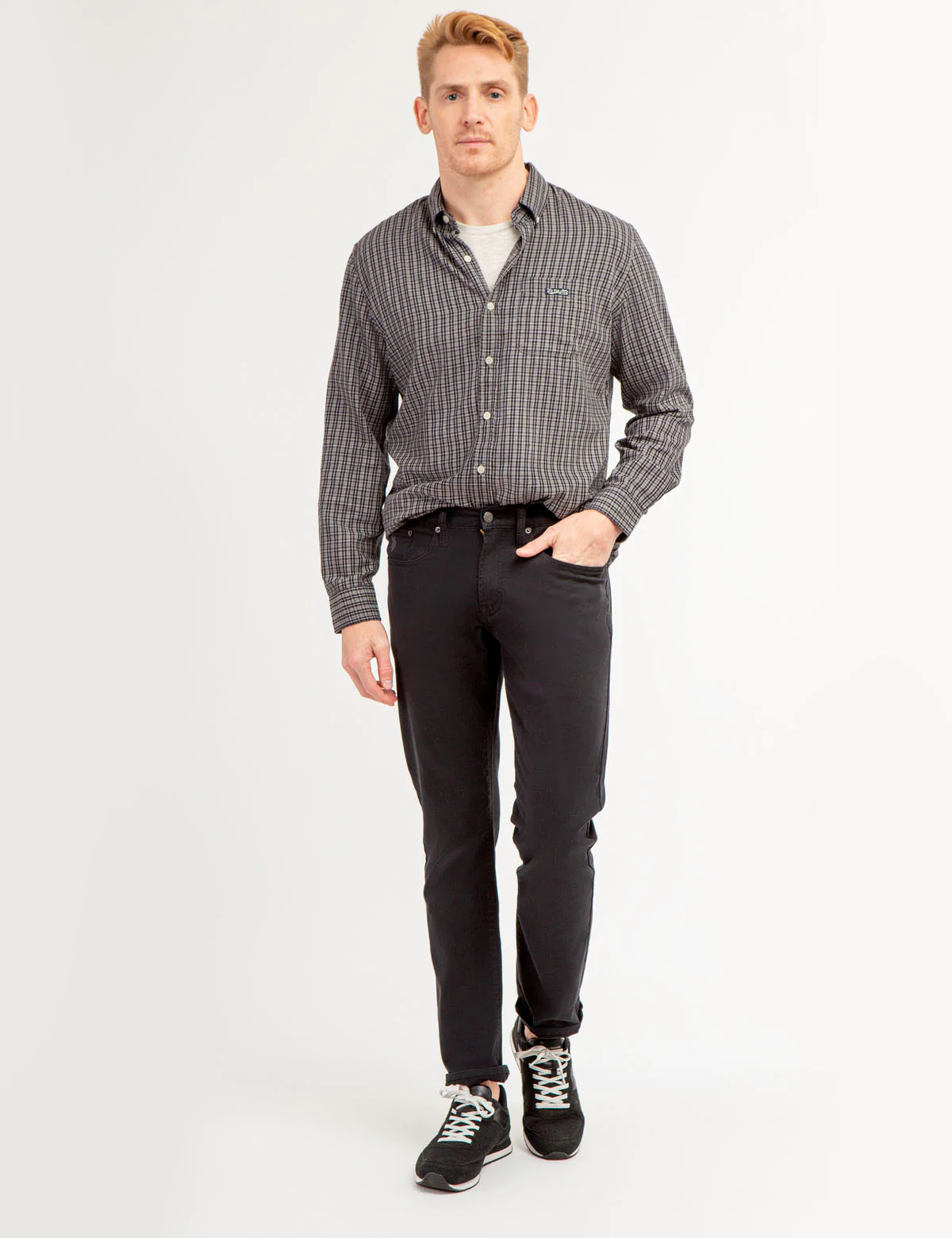 PLAID HEATHERED TWILL LONG SLEEVE SHIRT - Image 2