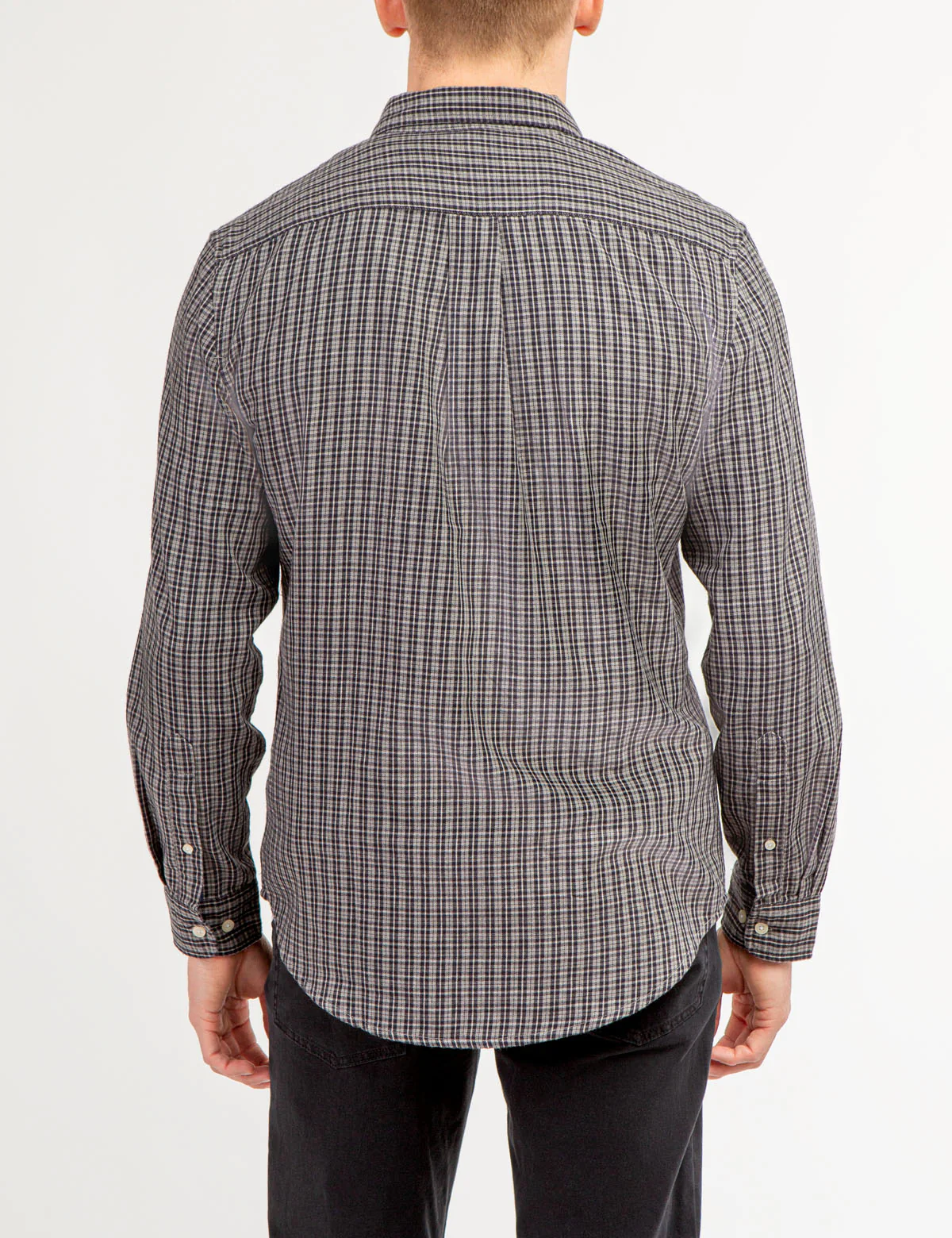 PLAID HEATHERED TWILL LONG SLEEVE SHIRT - Image 3