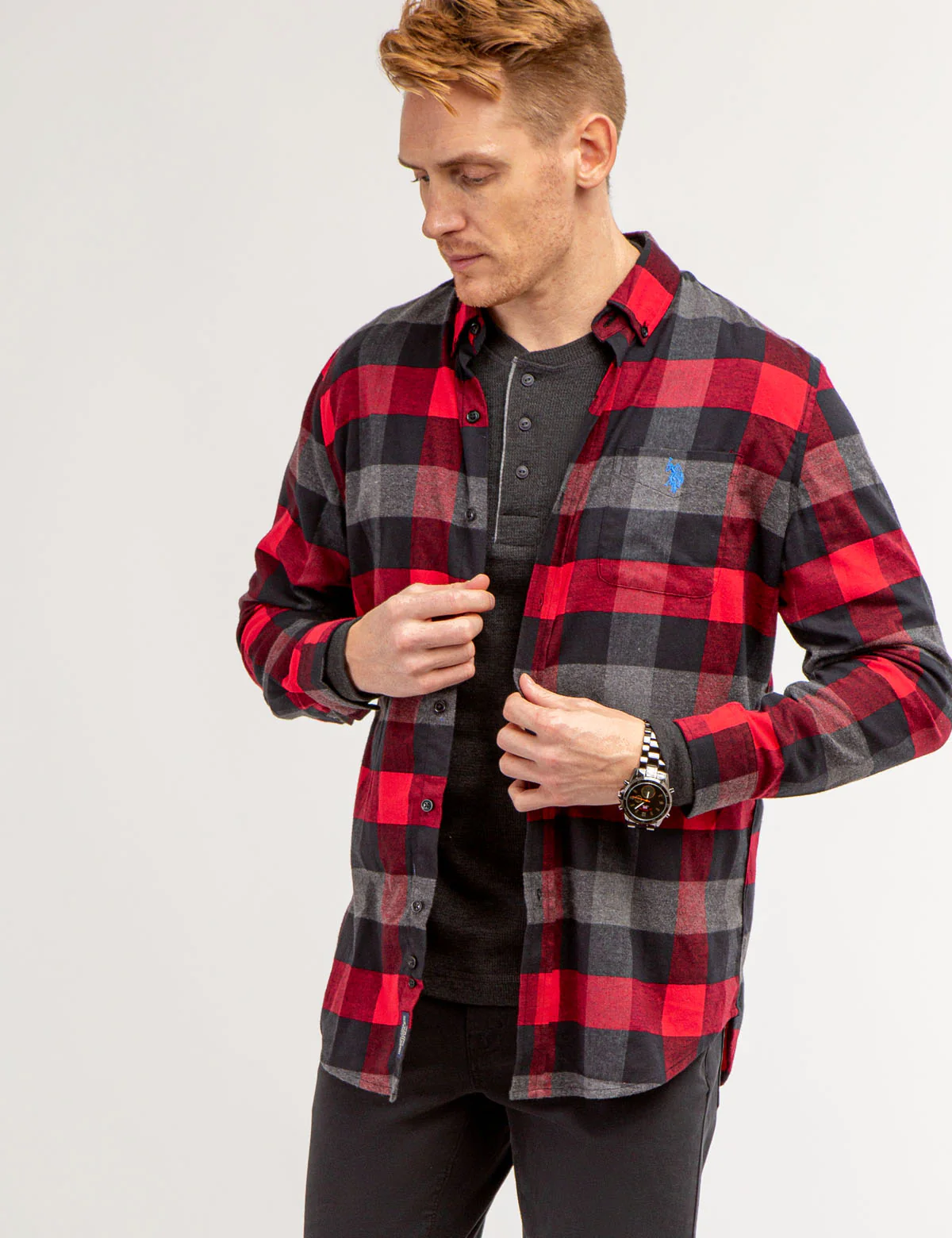 PLAID PEACHED TWILL LONG SLEEVE SHIRT - Image 5