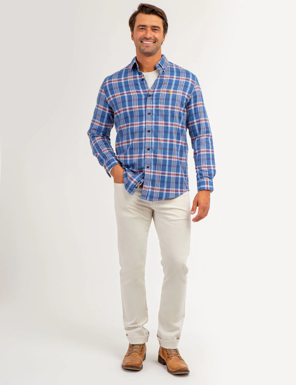 PLAID PEACHED TWILL LONG SLEEVE SHIRT - Image 2