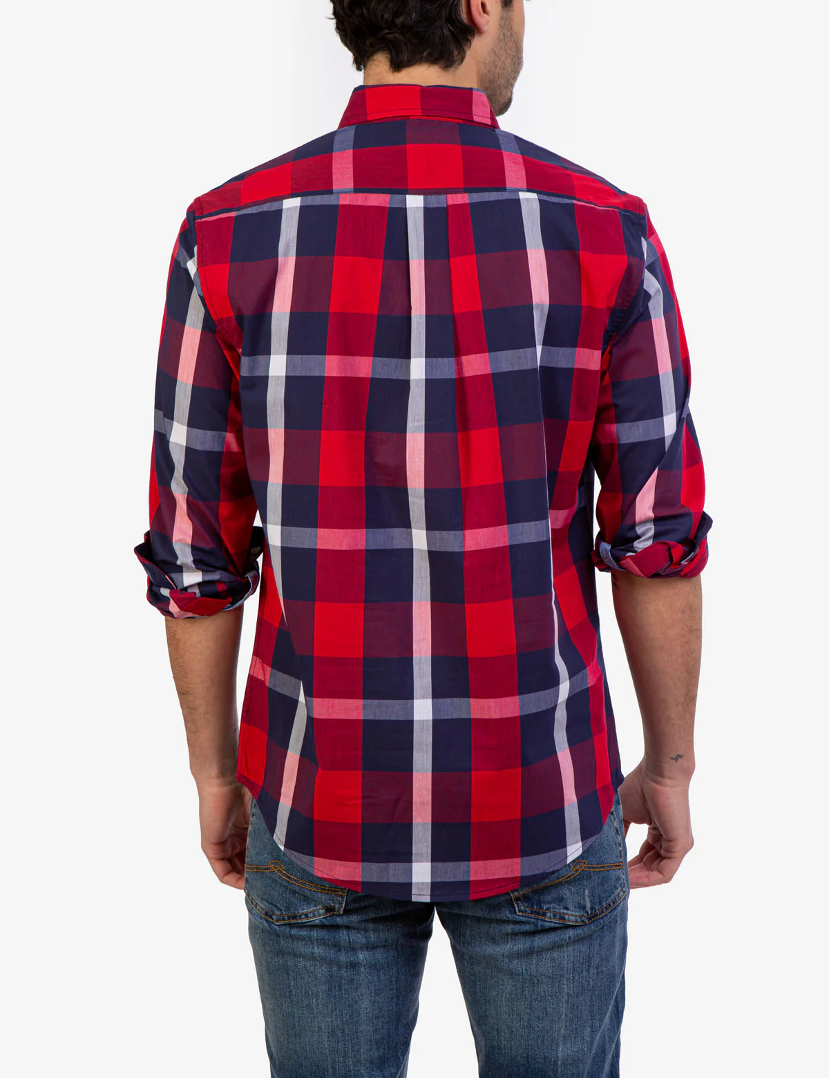 PLAID POPLIN STRETCH LONG SLEEVE SHIRT - Image 4