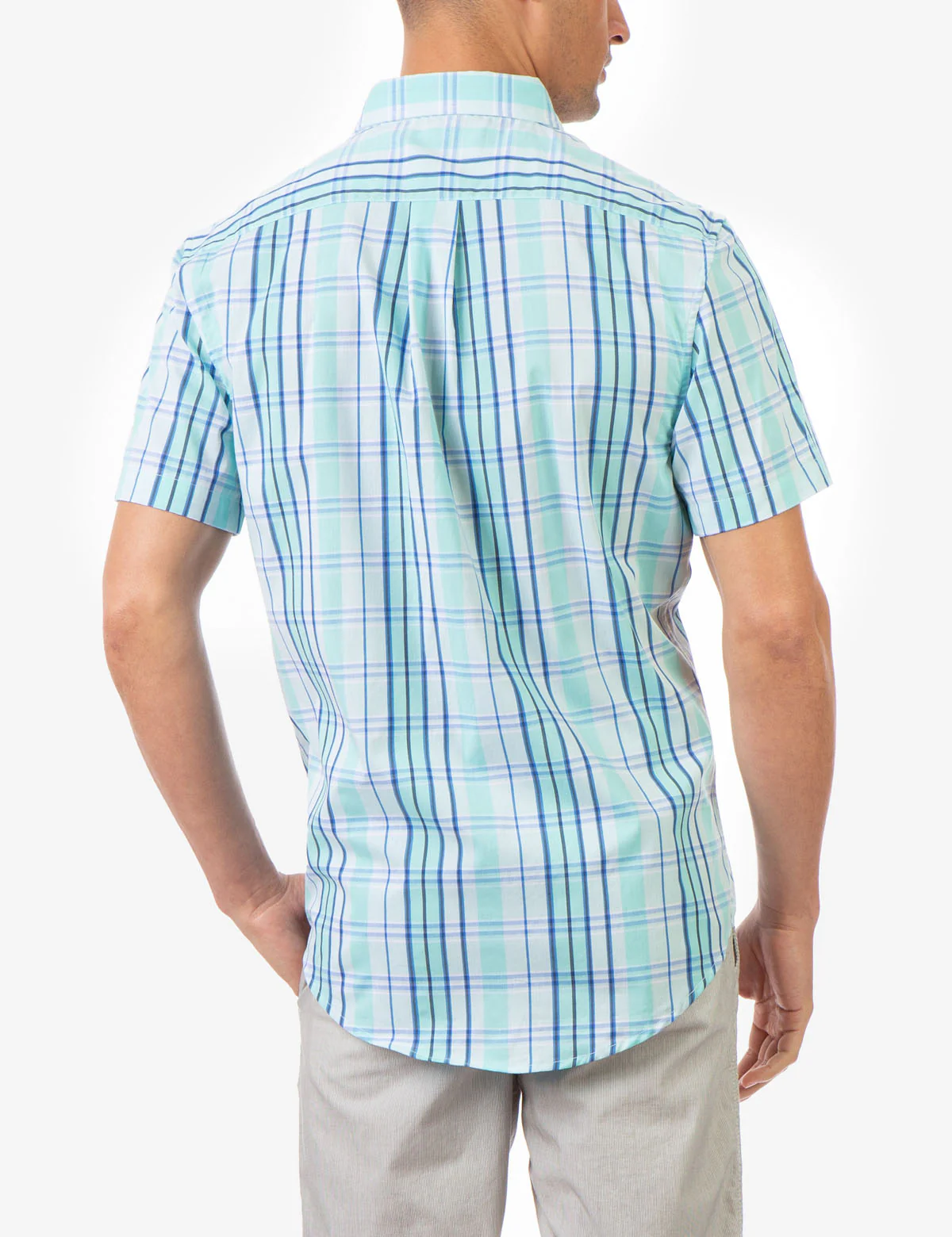 PLAID STRETCH POPLIN SHORT SLEEVE SHIRT - Image 9