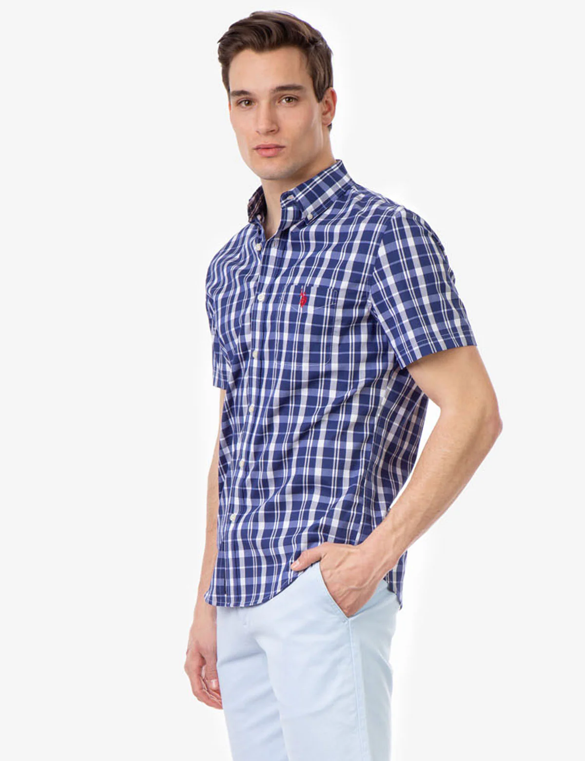 PLAID STRETCH POPLIN SHORT SLEEVE SHIRT - Image 3