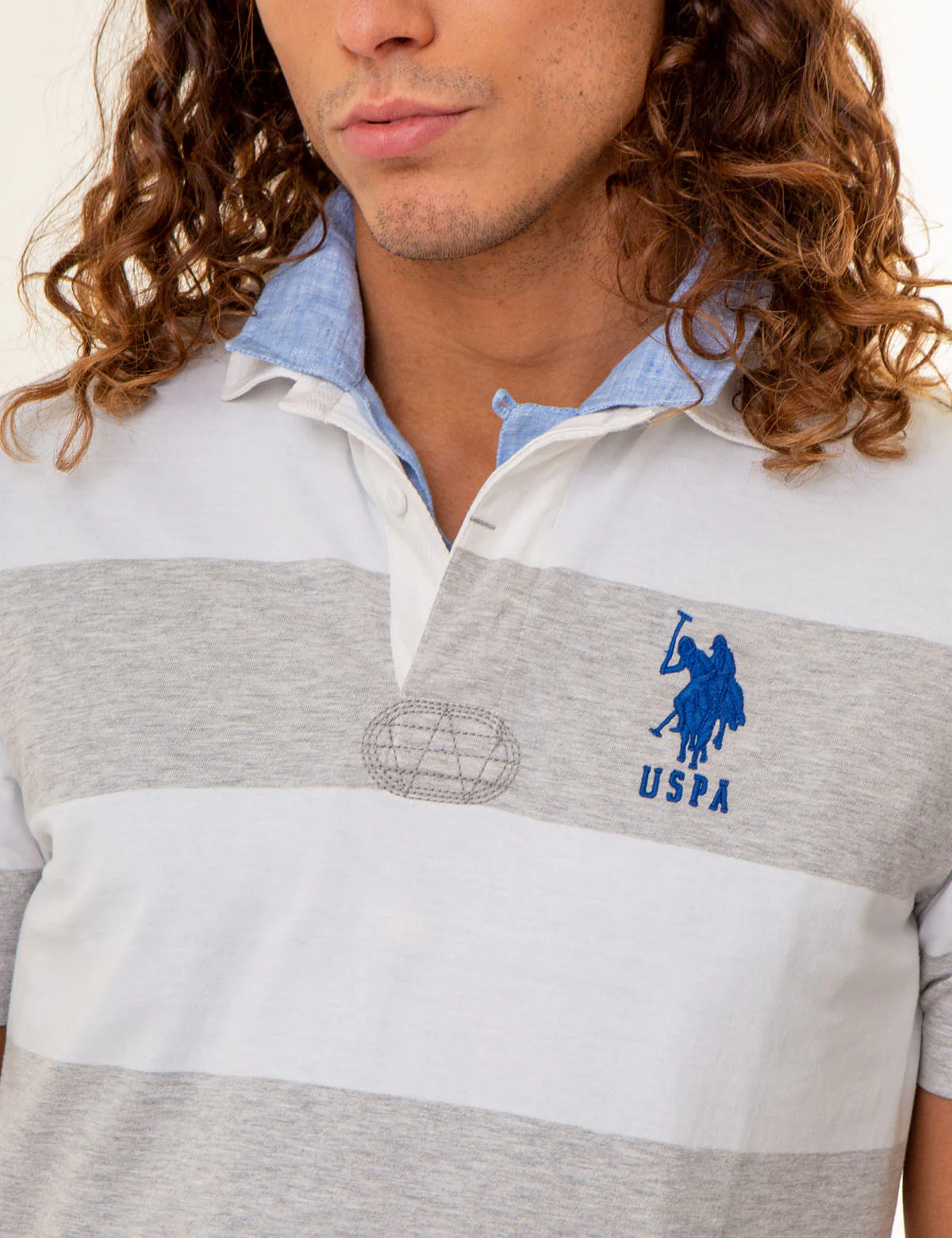 POPLIN COLLAR RUGBY STRIPE POLO SHIRT - Image 7