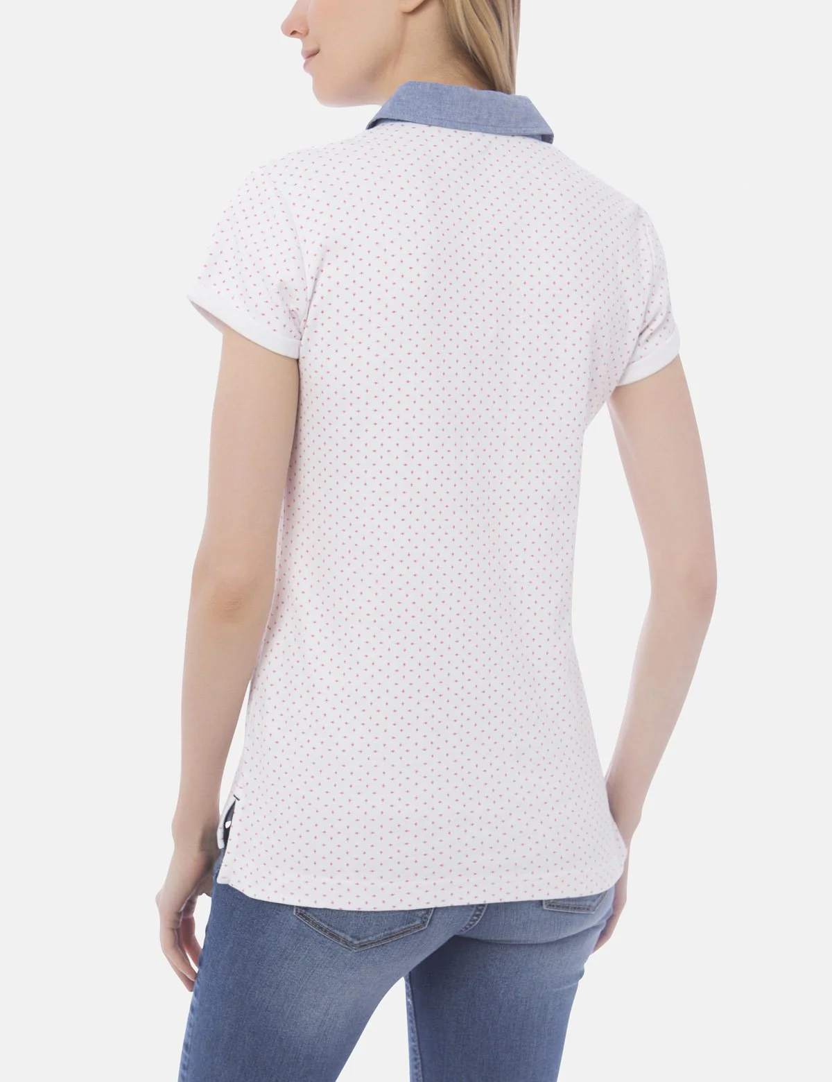 PREMIUM DOT PRINTED CHAMBRAY COLLAR POLO SHIRT - Image 12