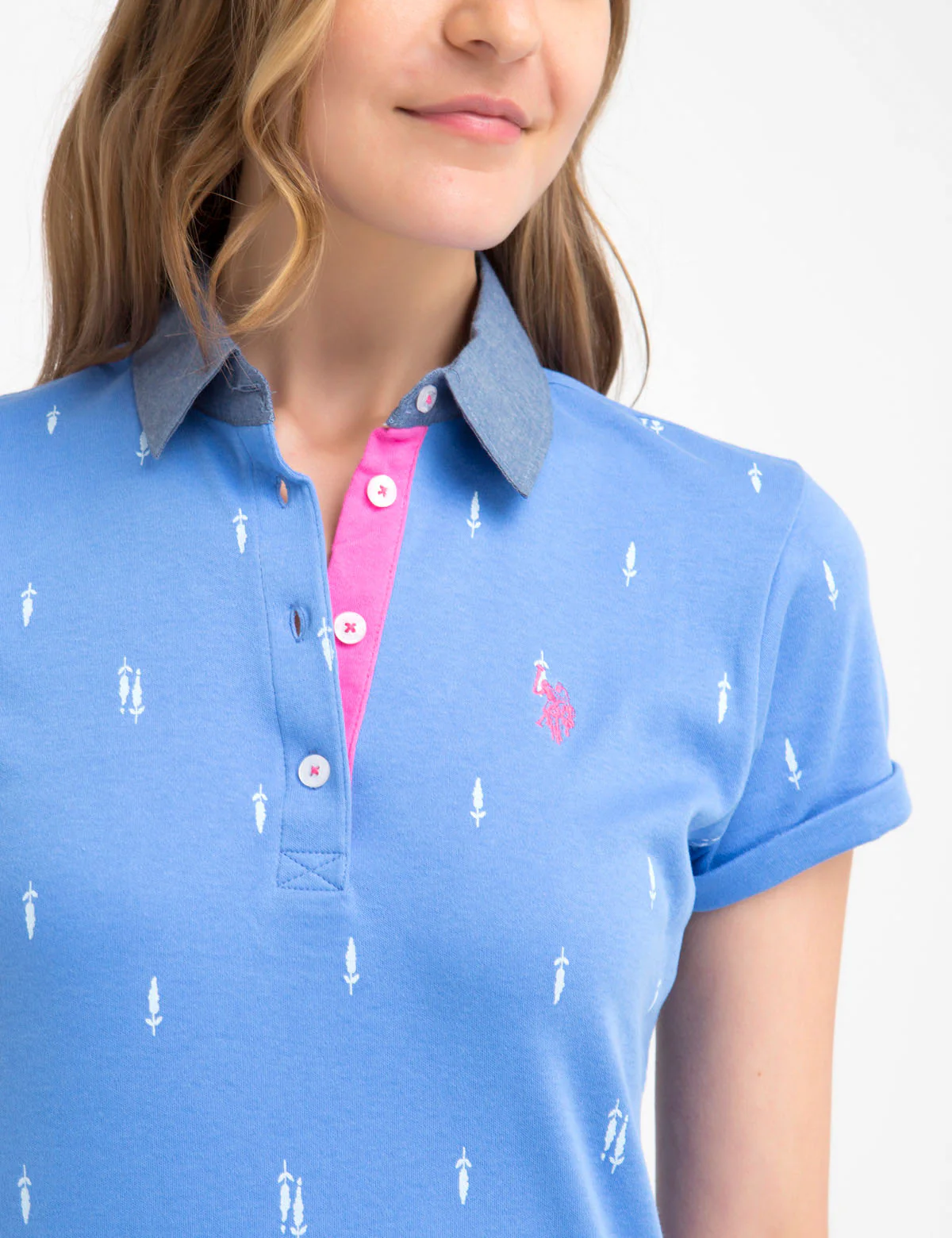 PREMIUM PRINT POLO SHIRT WITH CHAMBRAY COLLAR - Image 11