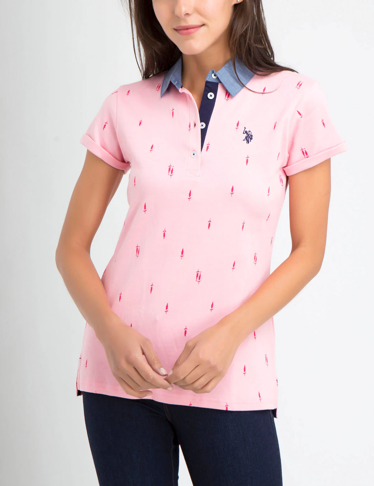 PREMIUM PRINT POLO SHIRT WITH CHAMBRAY COLLAR - Image 12