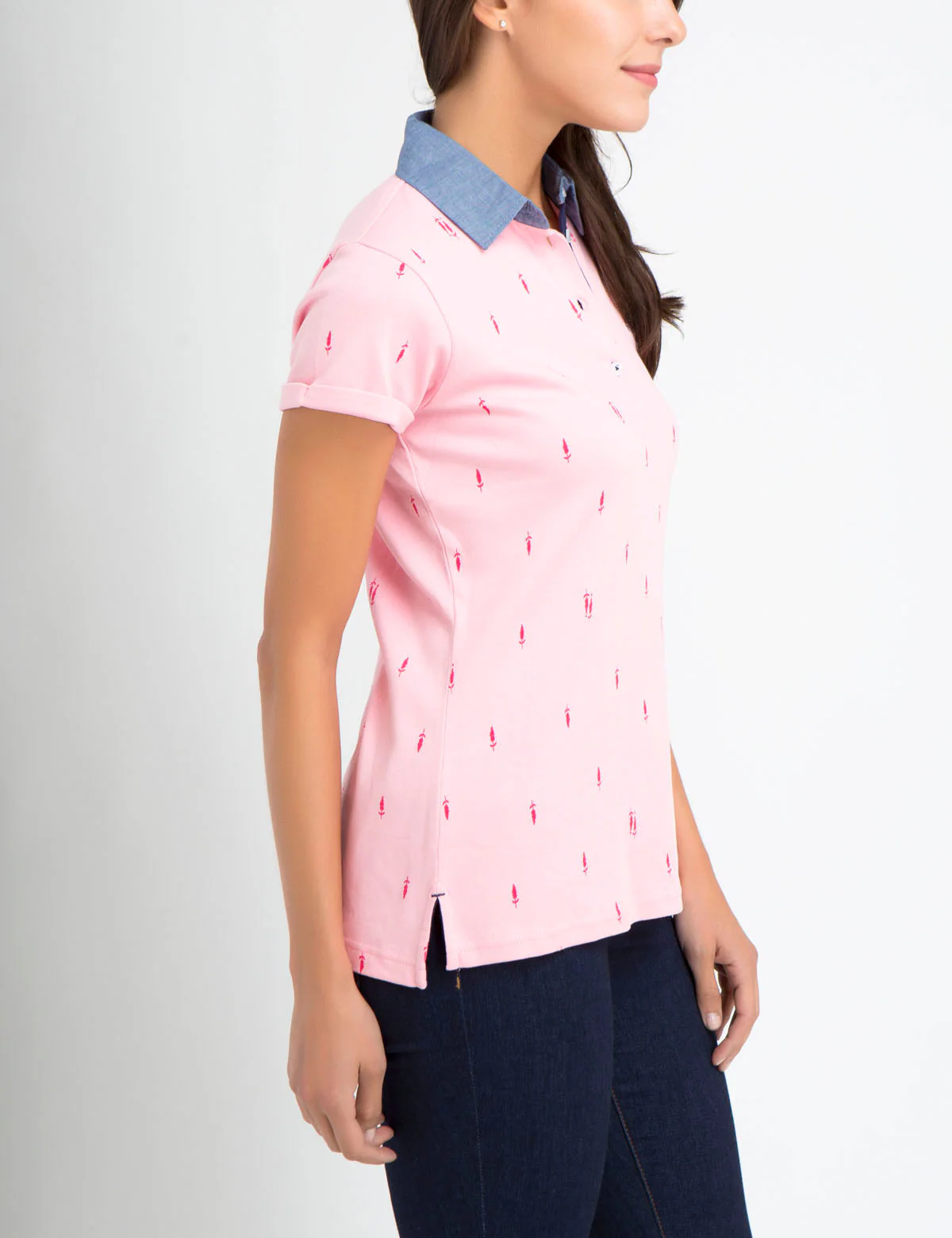PREMIUM PRINT POLO SHIRT WITH CHAMBRAY COLLAR - Image 13