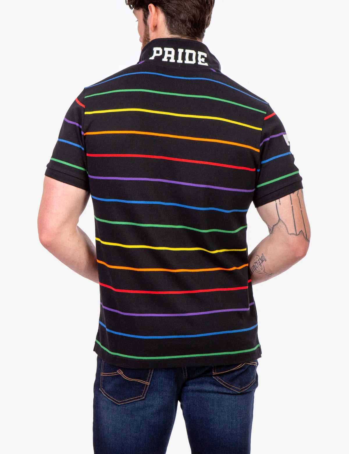 PRIDE YARN DYE STRIPE PIQUE POLO SHIRT - Image 2