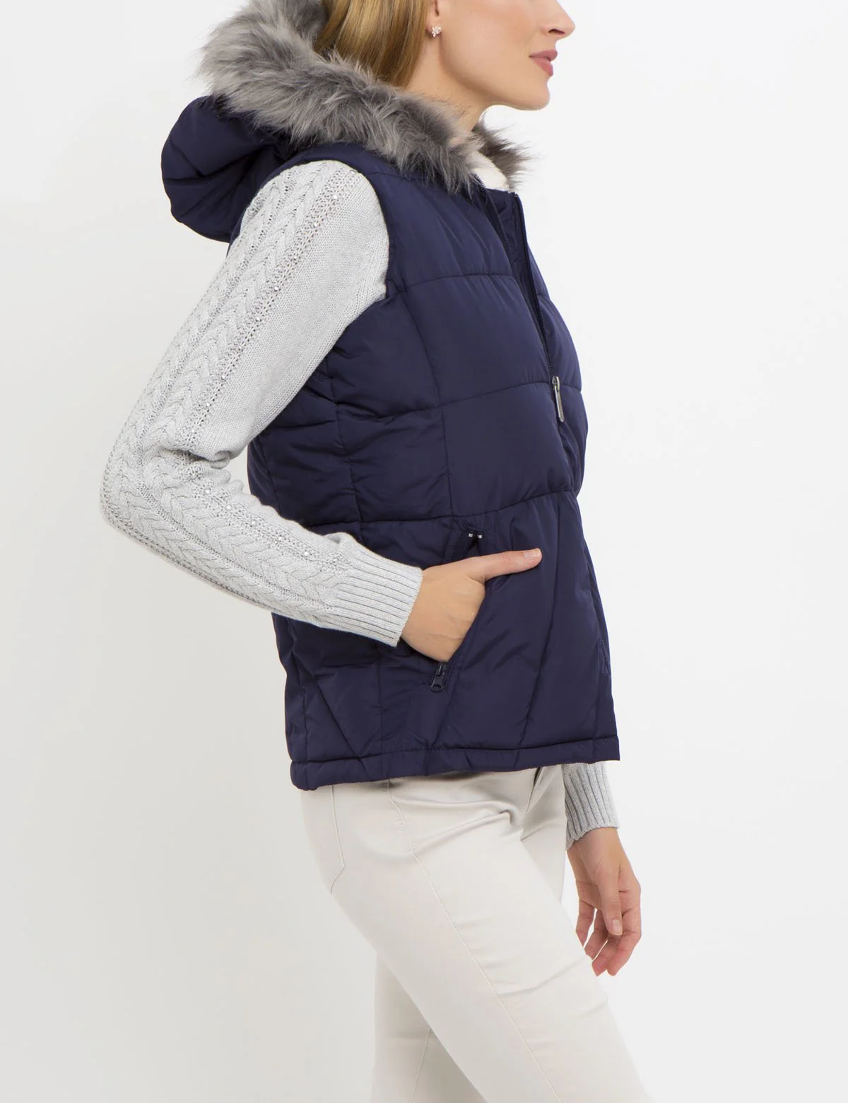PRINCESS SEAM FUR HOOD VEST - Image 7